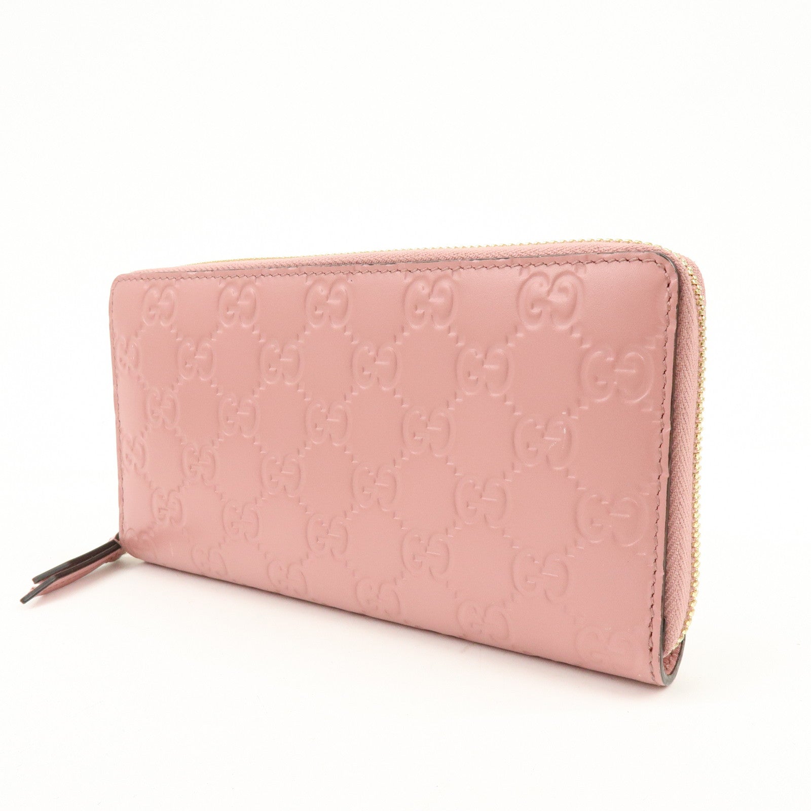 GUCCI Guccissima Leather Icon Zip Around Long Wallet Pink 410102