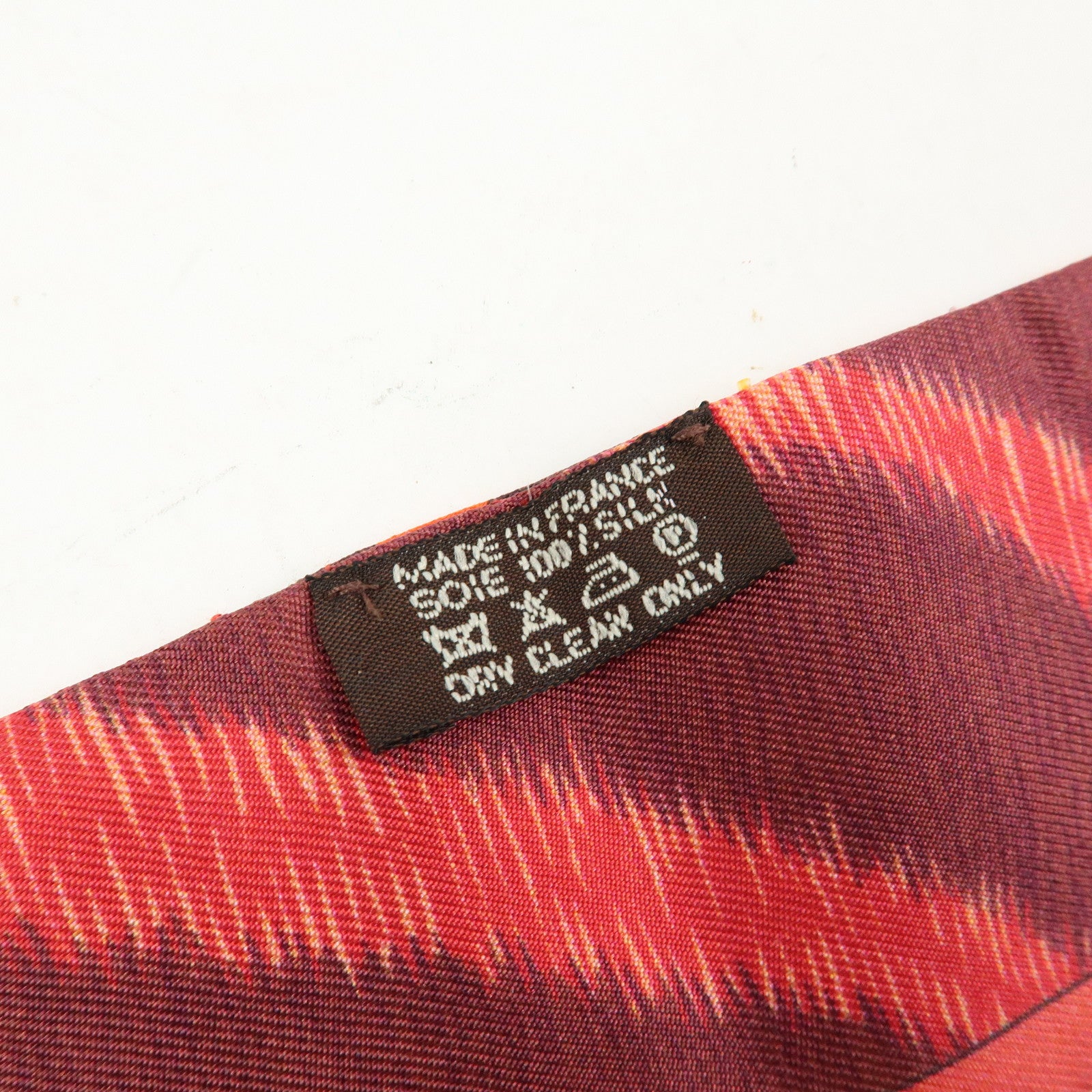 HERMES Twilly Silk 100% Scarf PELAGES ET CAMOUFLAGE Orange Red