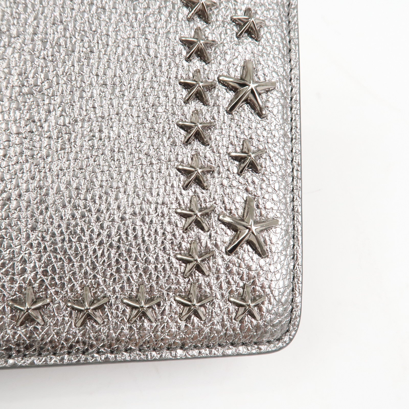 JIMMY CHOO 2Way Leather Chain Shoulder Bag Crossbody Bag Silver