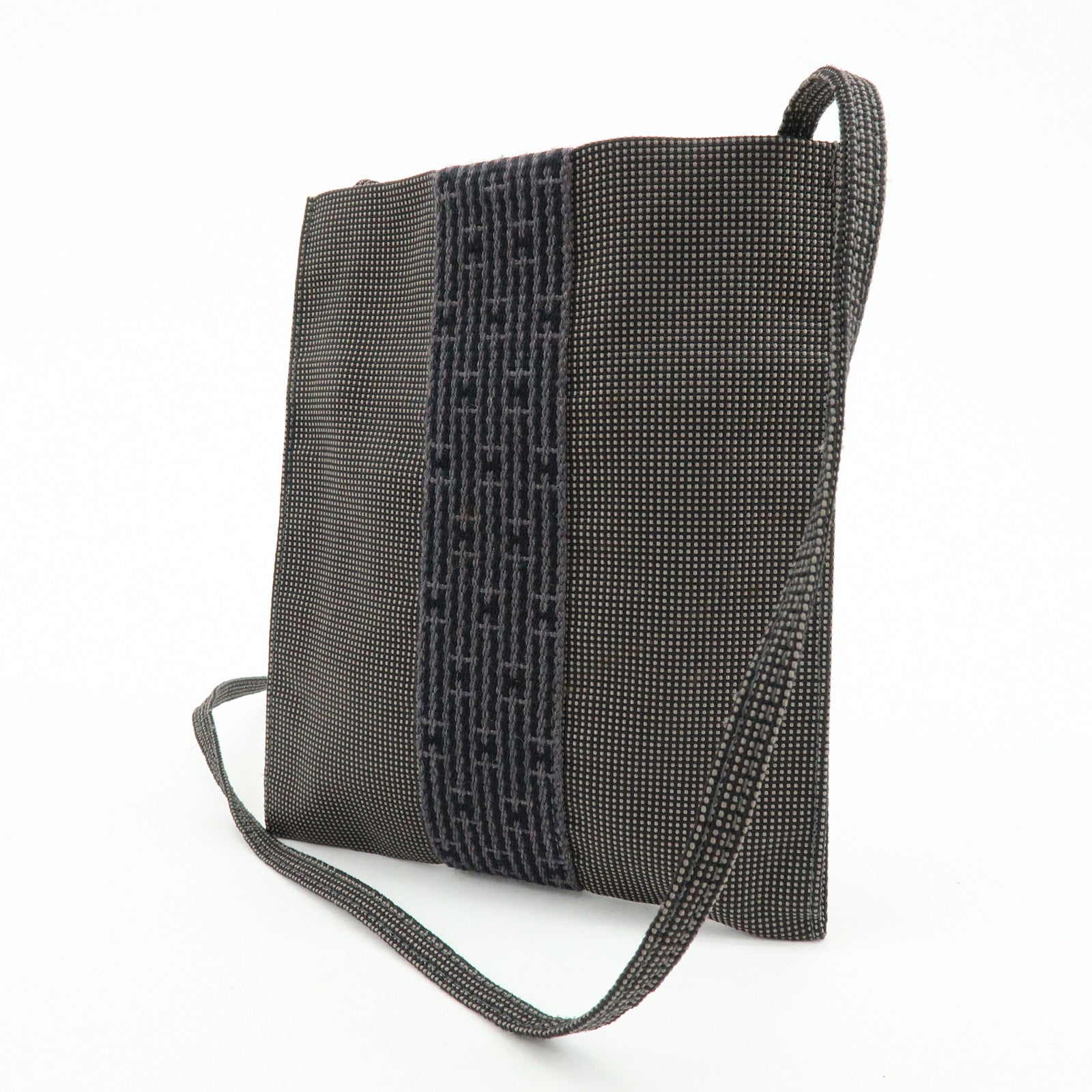 HERMES Airline Canvas Shoulder Bag Crossbody Bag Black