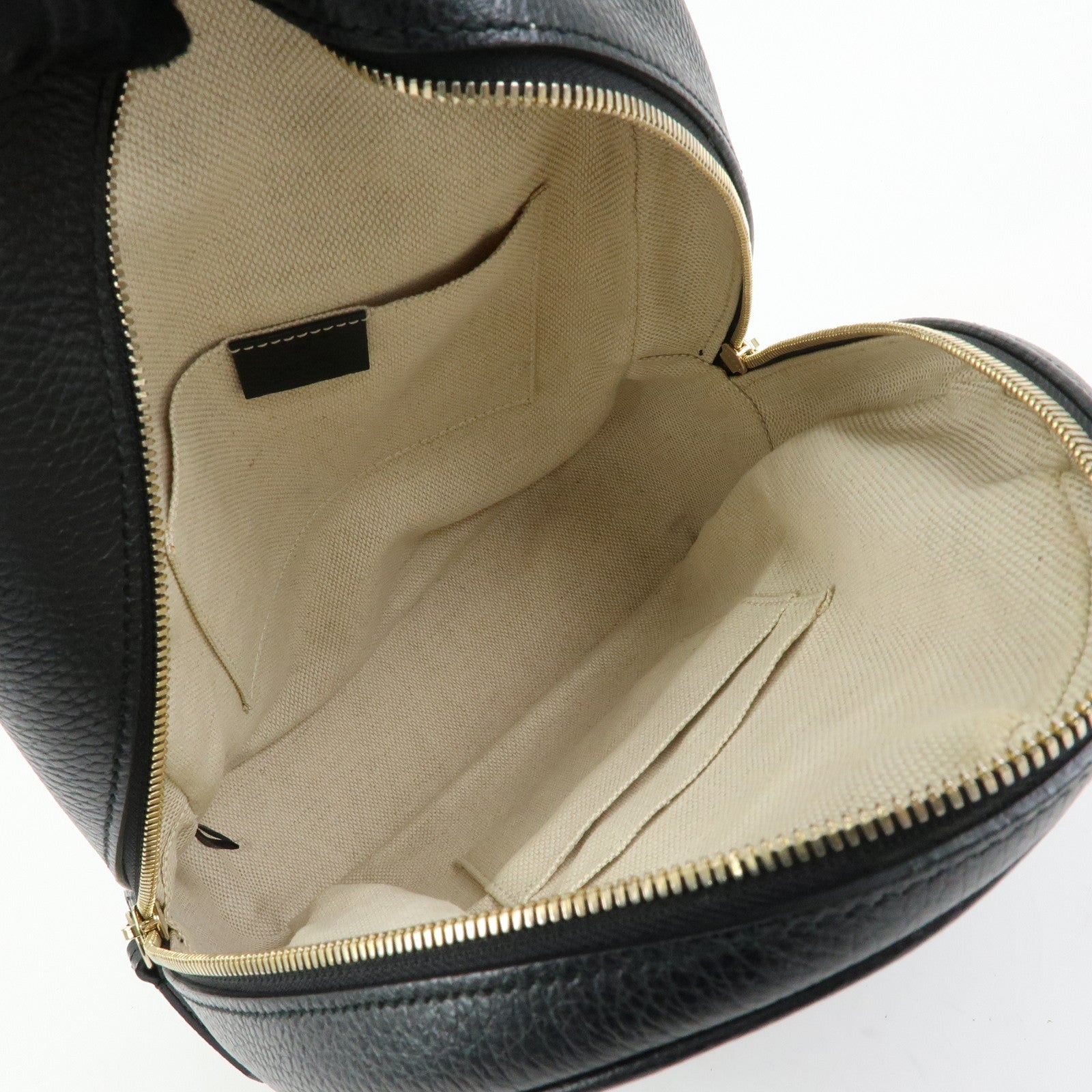GUCCI SOHO Interlocking G Leather Backpack Rucksack Black 431570