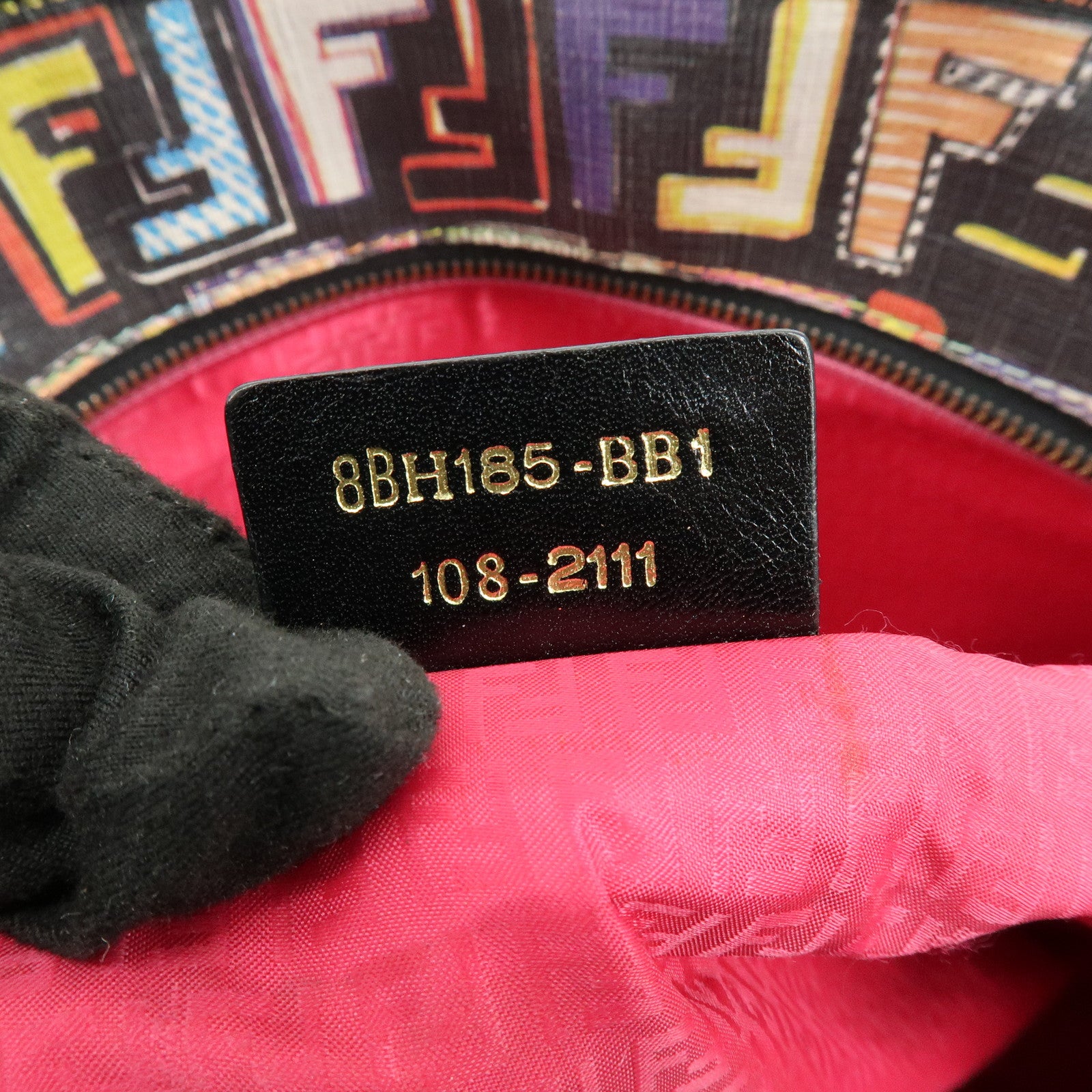 FENDI Zucca PVC Leather Tote Shoulder Bag Multicolor Black 8BH185