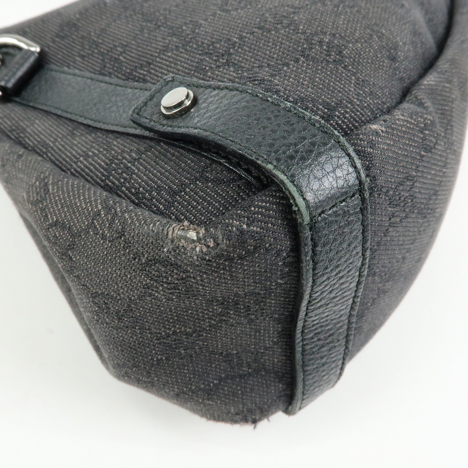 GUCCI Abbey GG Monogram Denim Tote Bag Hand Bag Black 293578