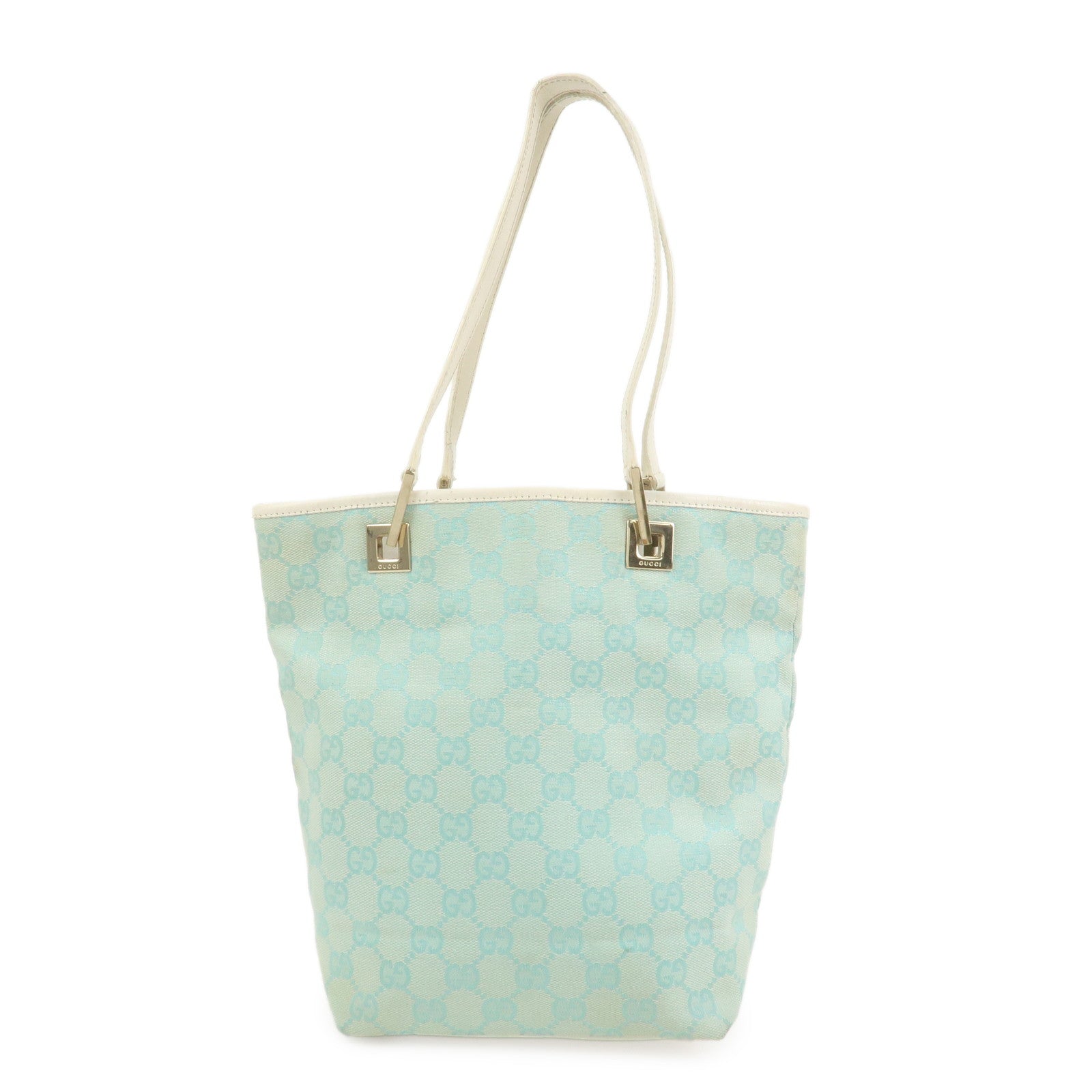 GUCCI GG Canvas Leather Shoulder Bag Hand Bag Light Blue 002.1099