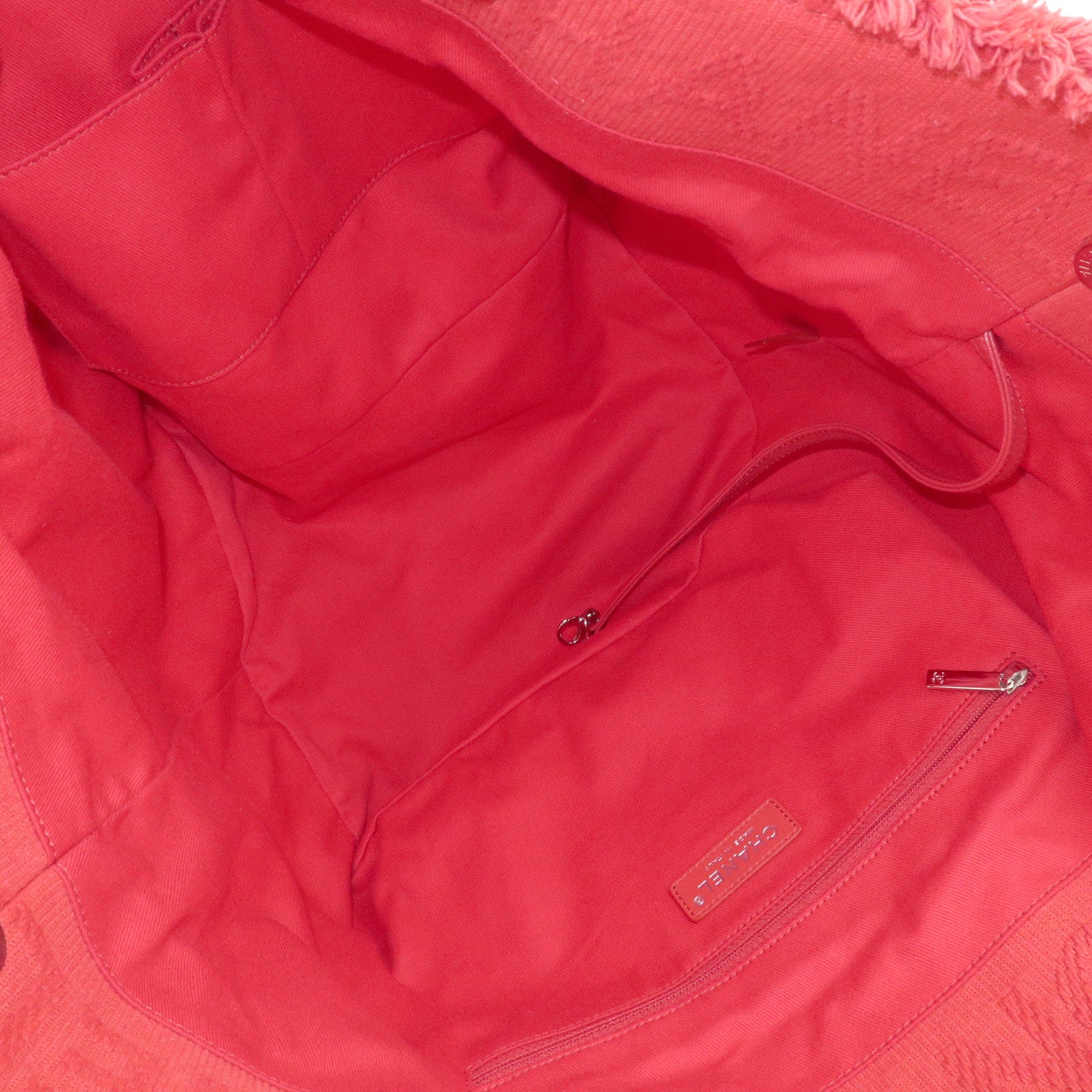 CHANEL COCO Mark Canvas Calf Leather Shopping Bag Large Red A57168