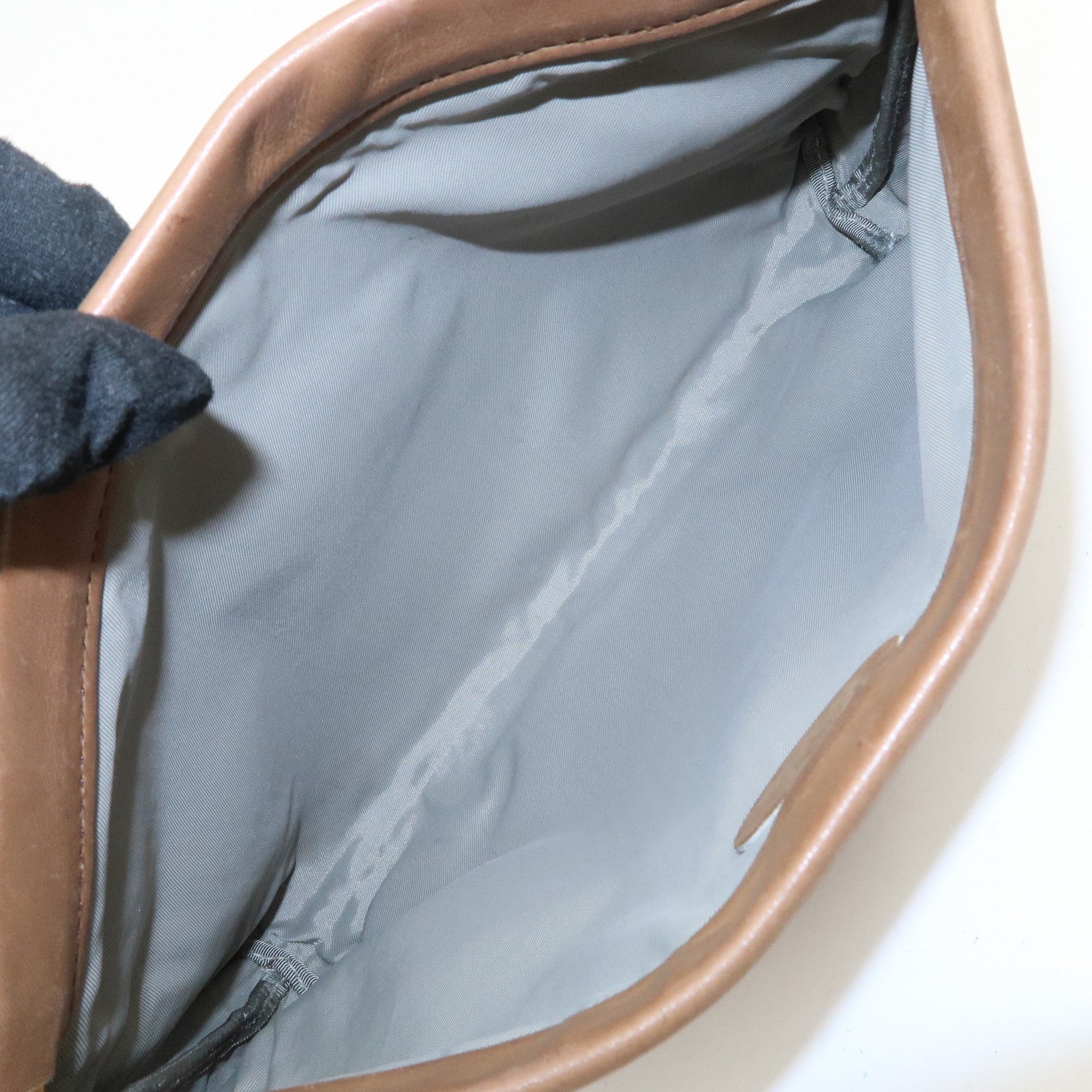 LOEWE Anagram Logo Suede Leather Clutch Bag Pouch Brown