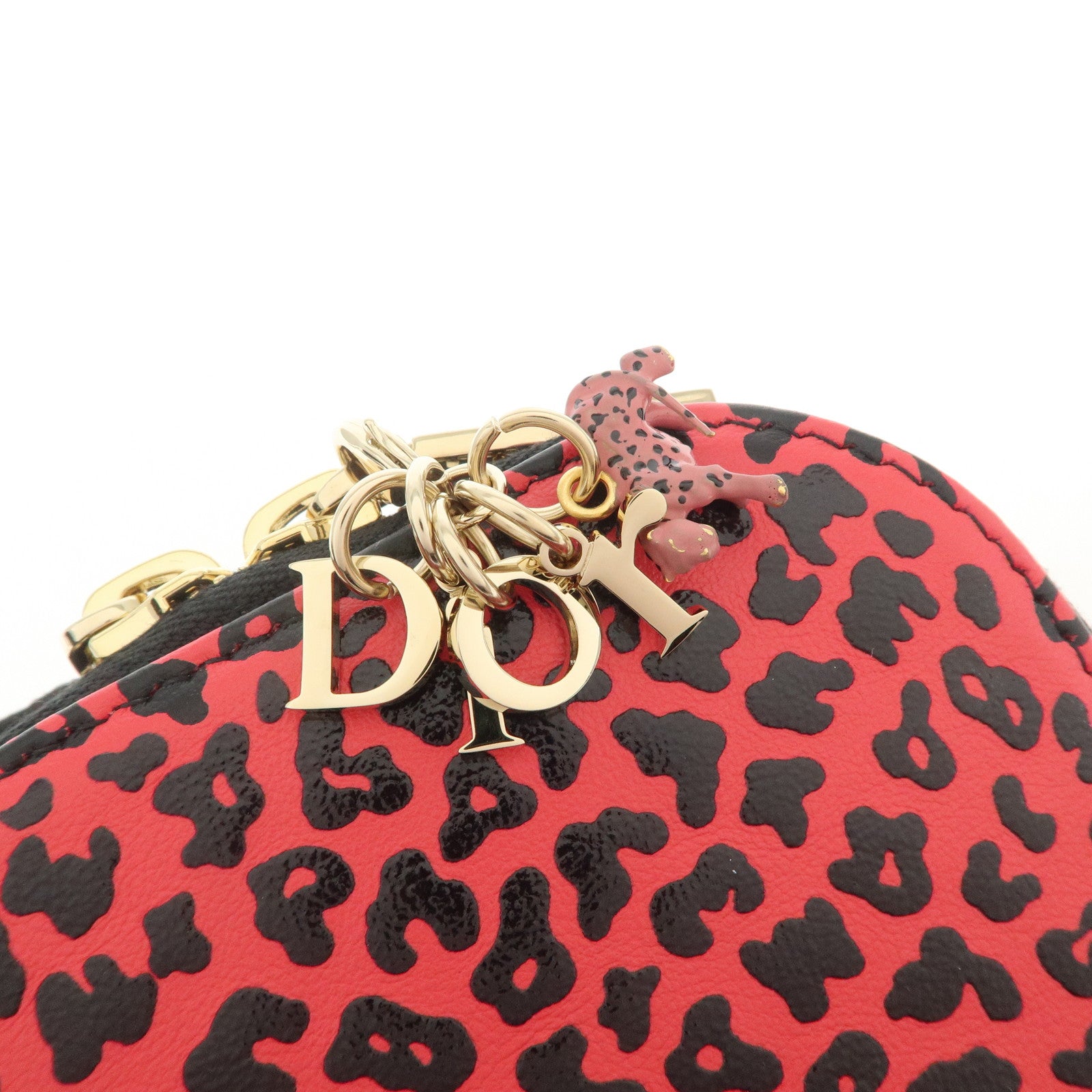 Christian Dior Lady Dior Leopard Print Phone Holder Phone Case Red