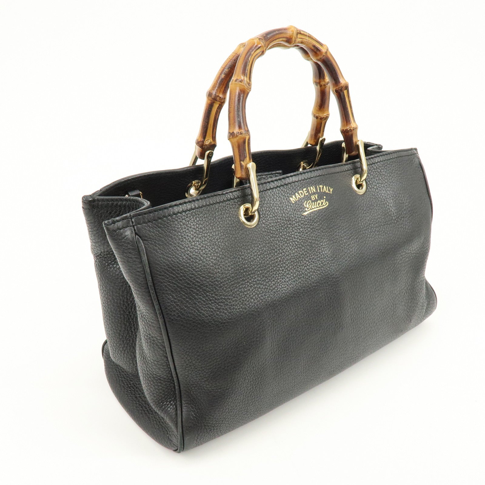 GUCCI Bamboo Shopper Medium 2Way Bag Shoulder Bag Black 323660