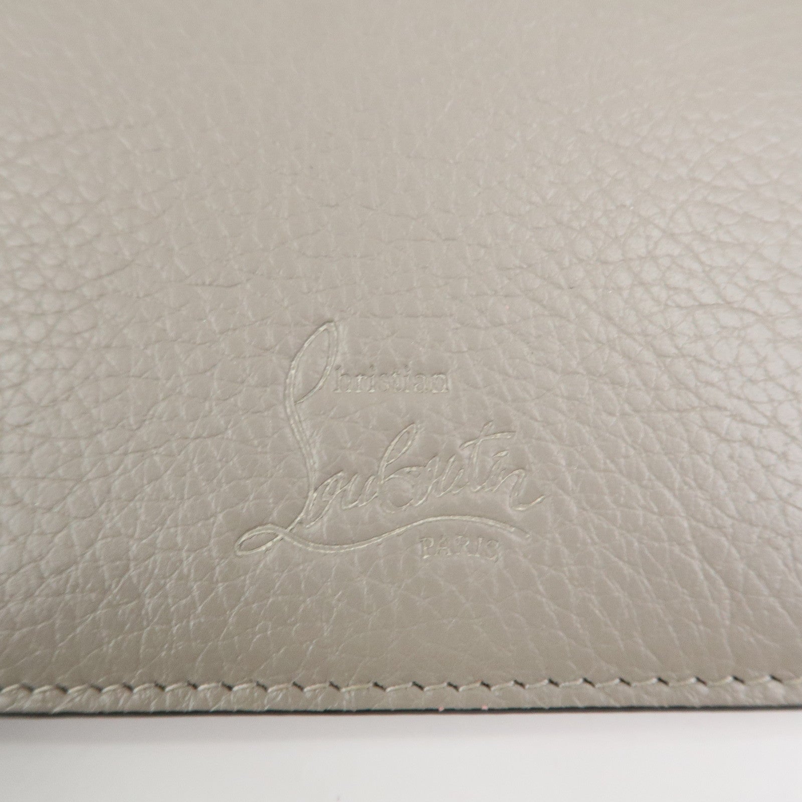 Christian Louboutin Leather Card Case Card Holder Studs Gray