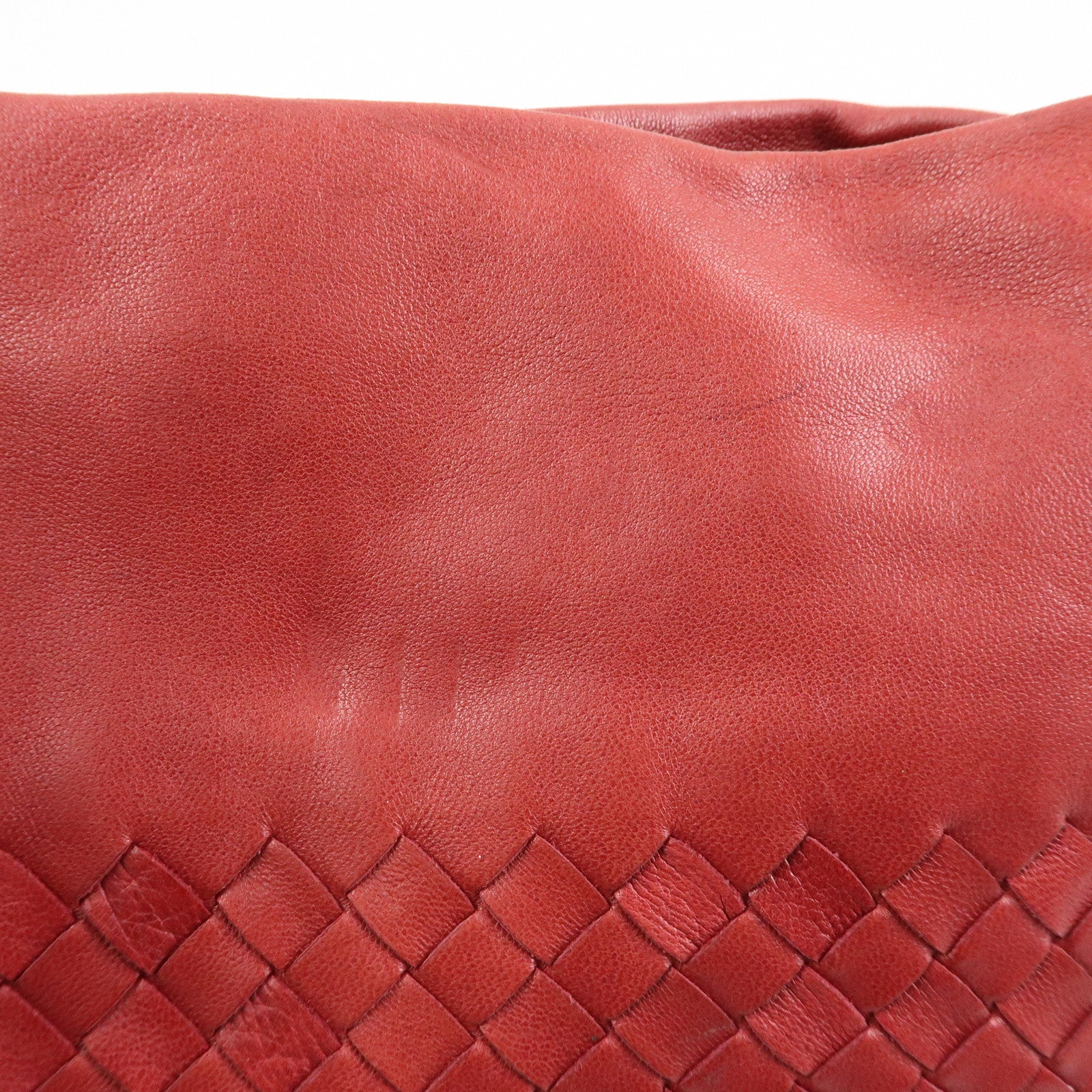 BOTTEGA VENETA Intrecciato Leather Shoulder Bag Red 132369