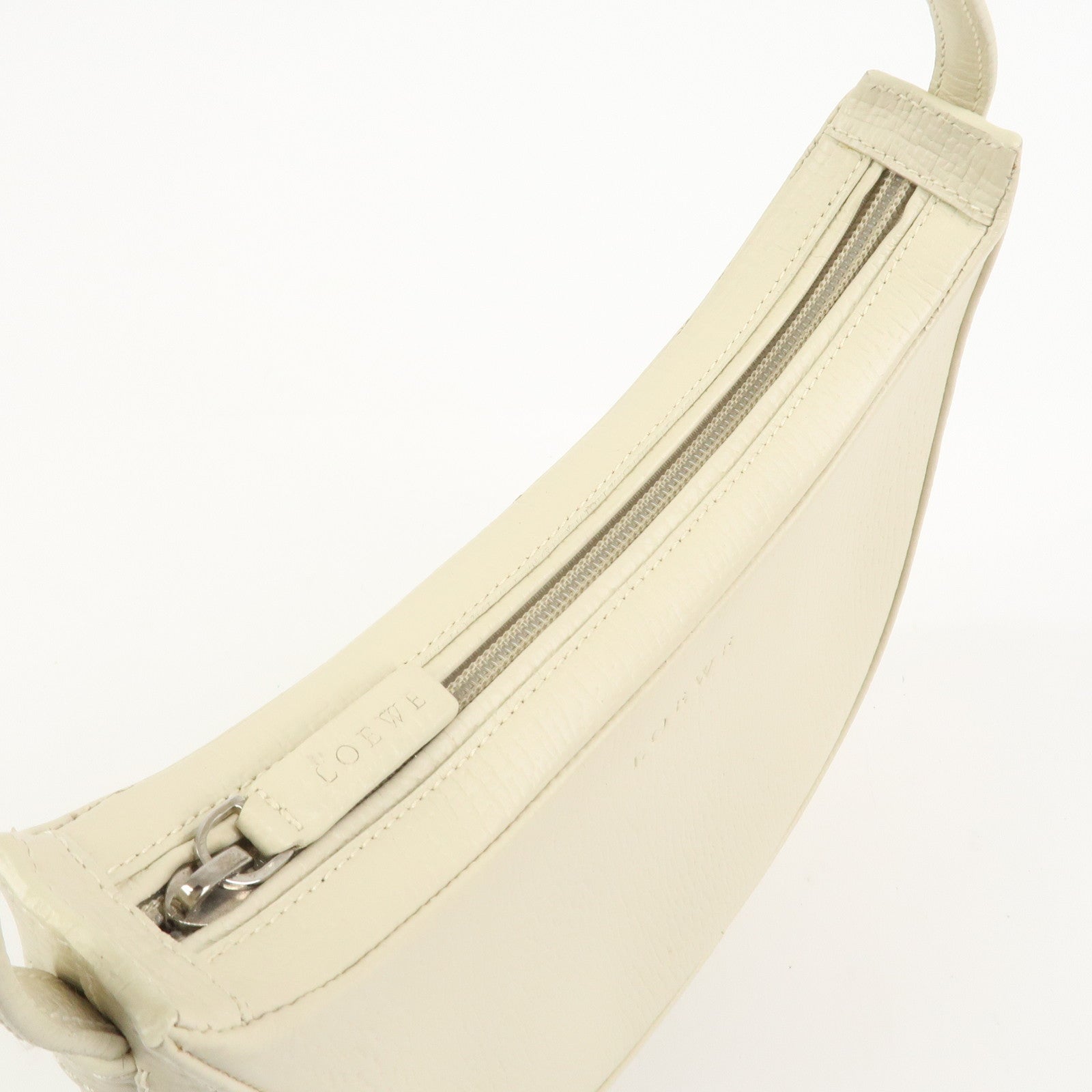 LOEWE Leather Shoulder Bag Hand Bag Ivory