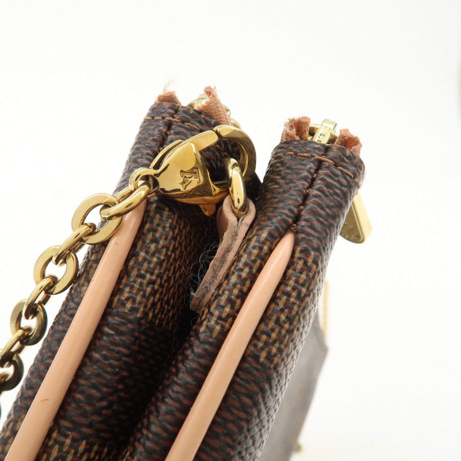 Louis Vuitton Damier Pochette Double Zip Shoulder Bag Brown N60254 Used