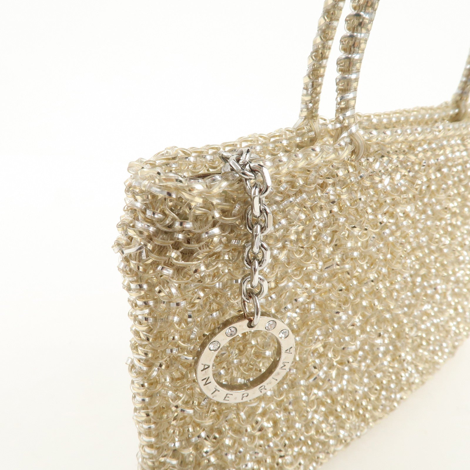 ANTEPRIMA PVC 2Way Bag Hand Bag Chain Shoulder Bag Champagne Gold