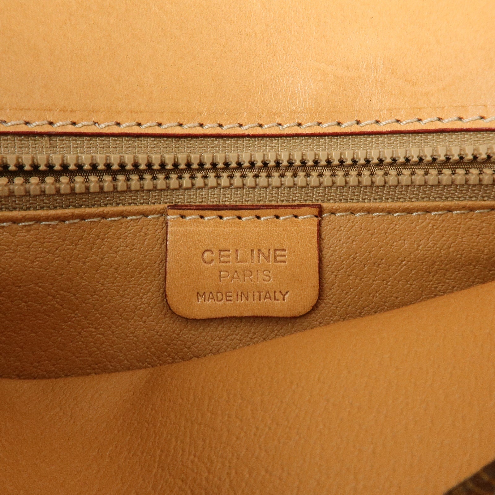 CELINE Logo Macadam PVC Leather Clutch Bag Flat Pouch Brown