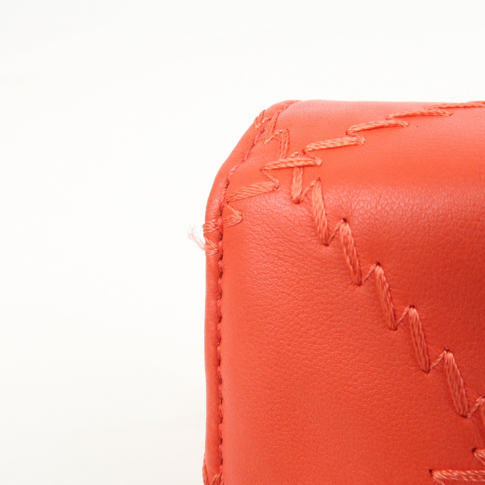 CHANEL COCO Mark Ultra Stitch Leather Chain Wallet Red