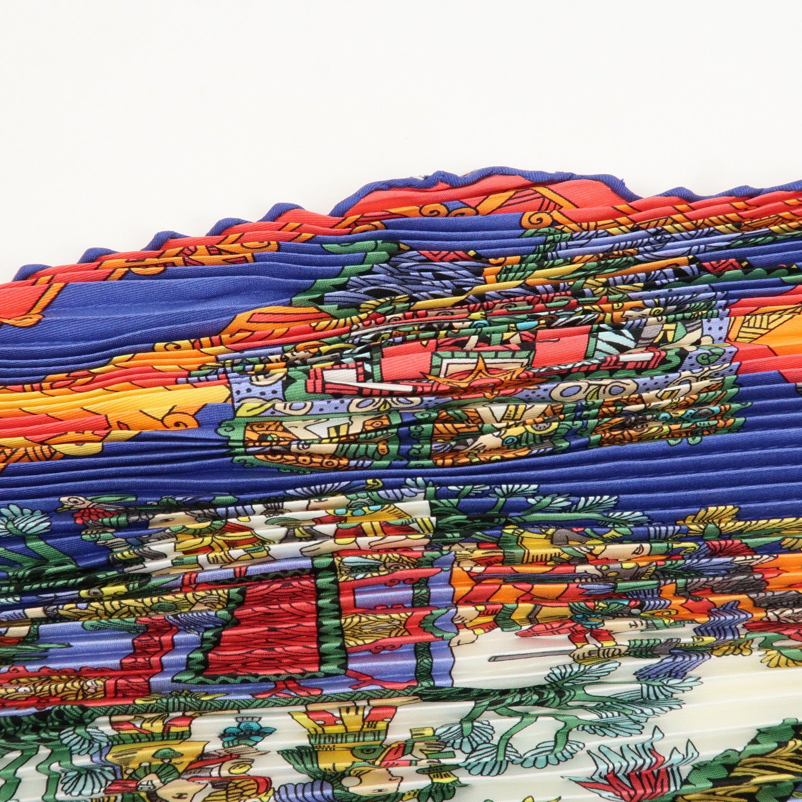 HERMES Pleats Carre Silk 100% Scarf Feria De Sevilla Black Yellow Used