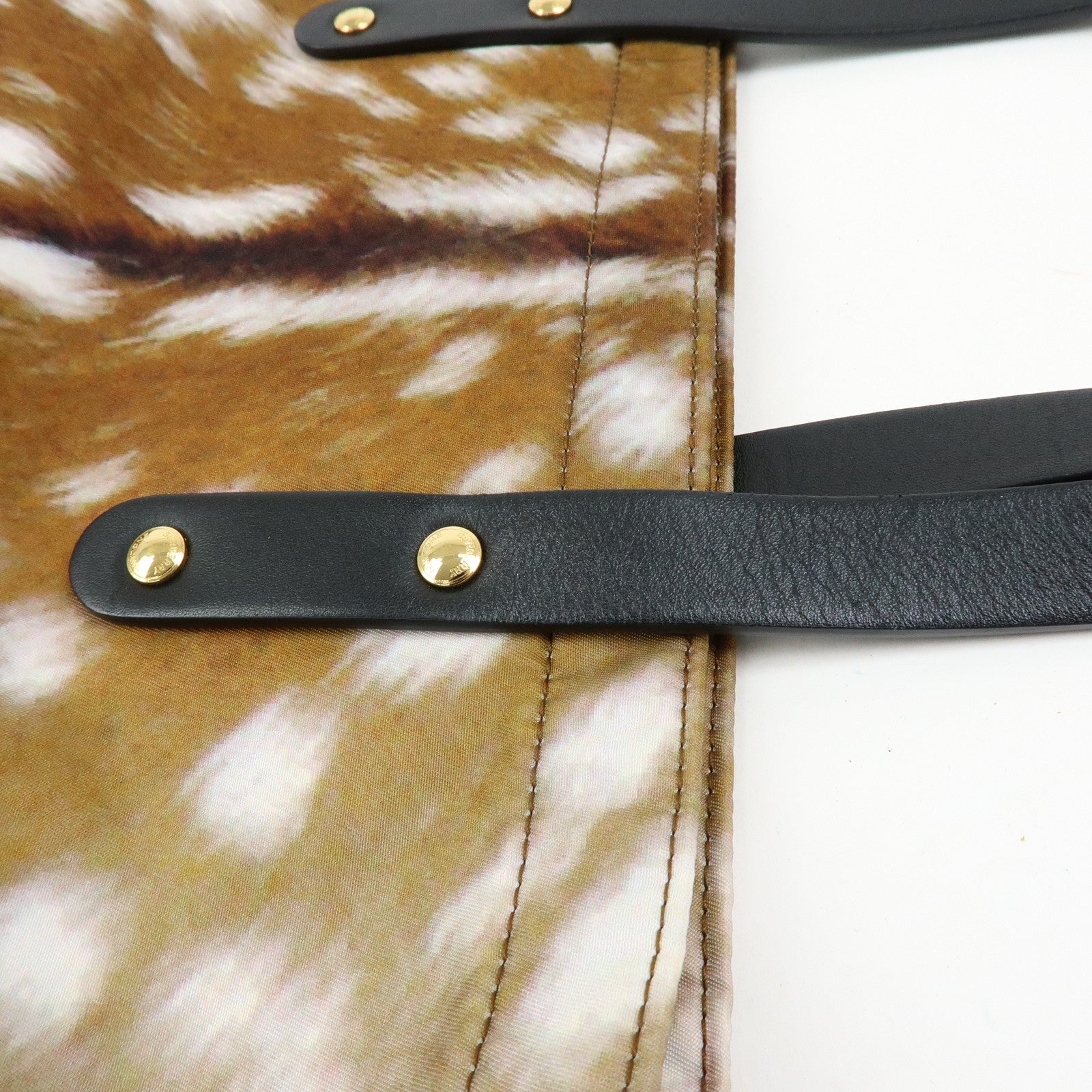 BURBERRY Canvas Leather Tote Bag Shoulder Bag Heidi Print Brown