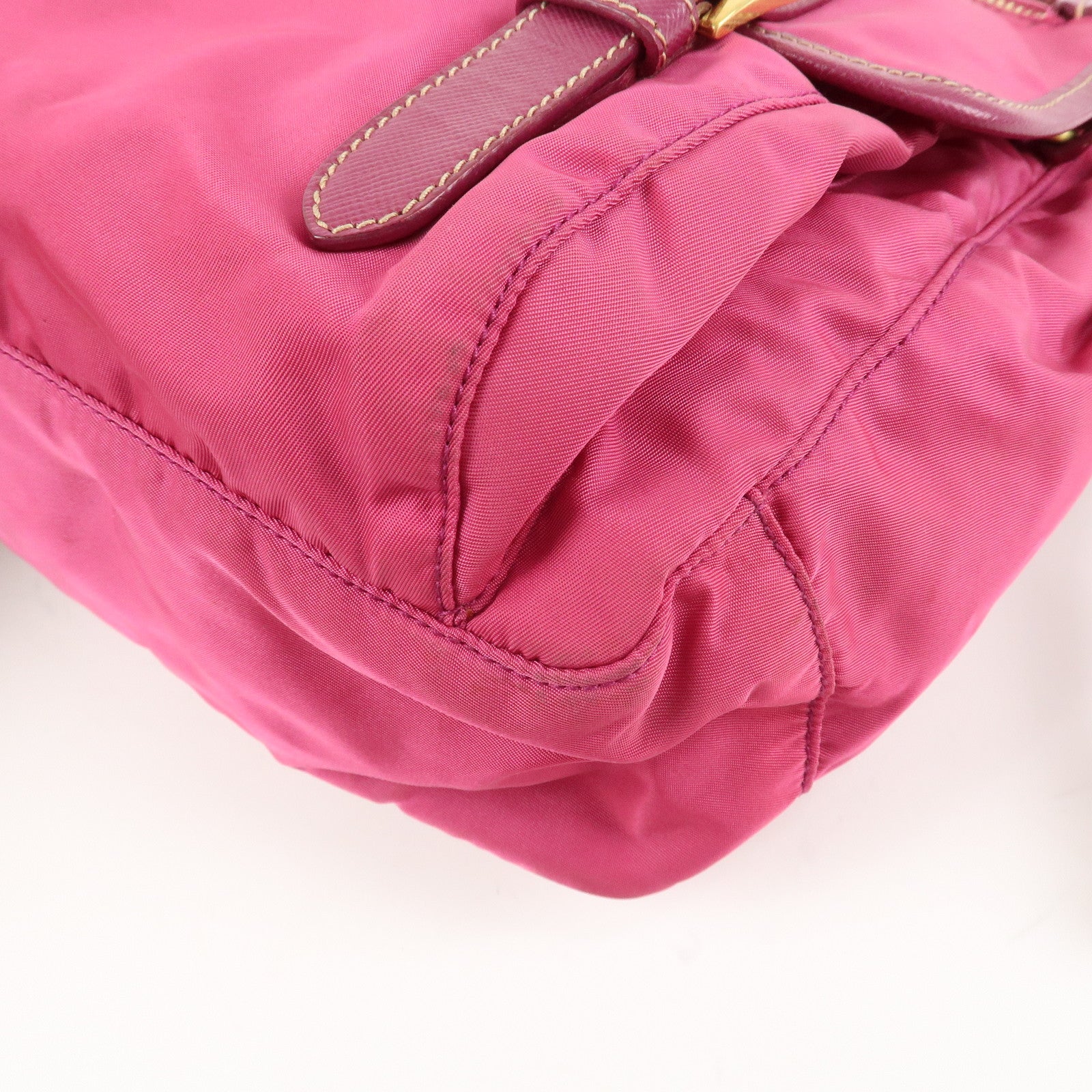 PRADA Nylon Saffiano Leather Flap Messenger Shoulder Bag Pink BT0697 Used