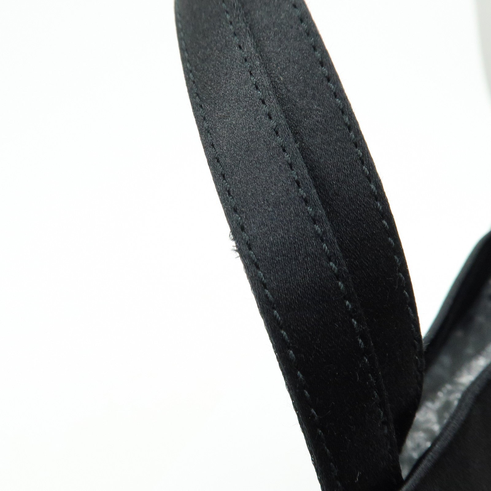 PRADA Triangle Logo Satin Tote Bag Hand Bag Black