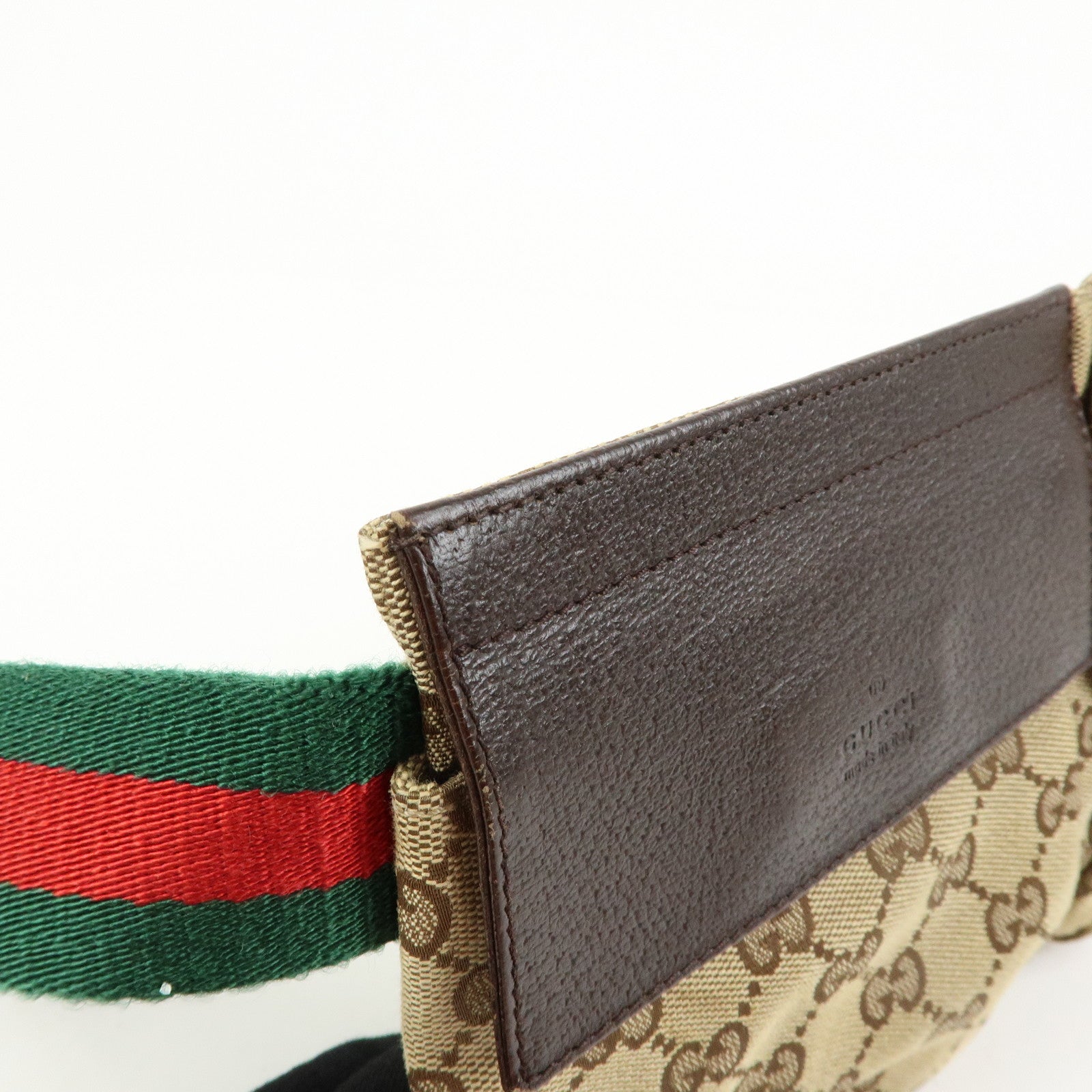 GUCCI GG Canvas Leather Waist Bag Crossbody Bag Beige Brown 28566