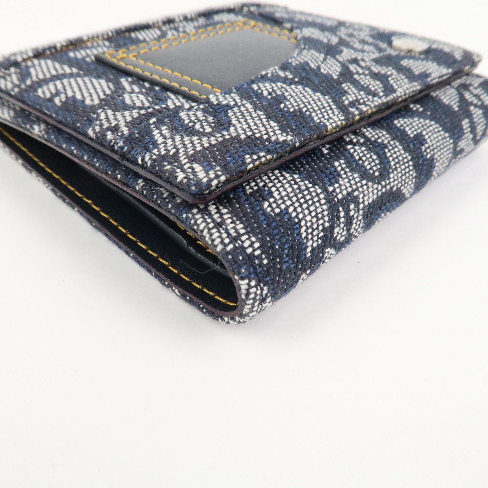 Christian Dior Trotter Canvas Leather Tri-fold Wallet Navy