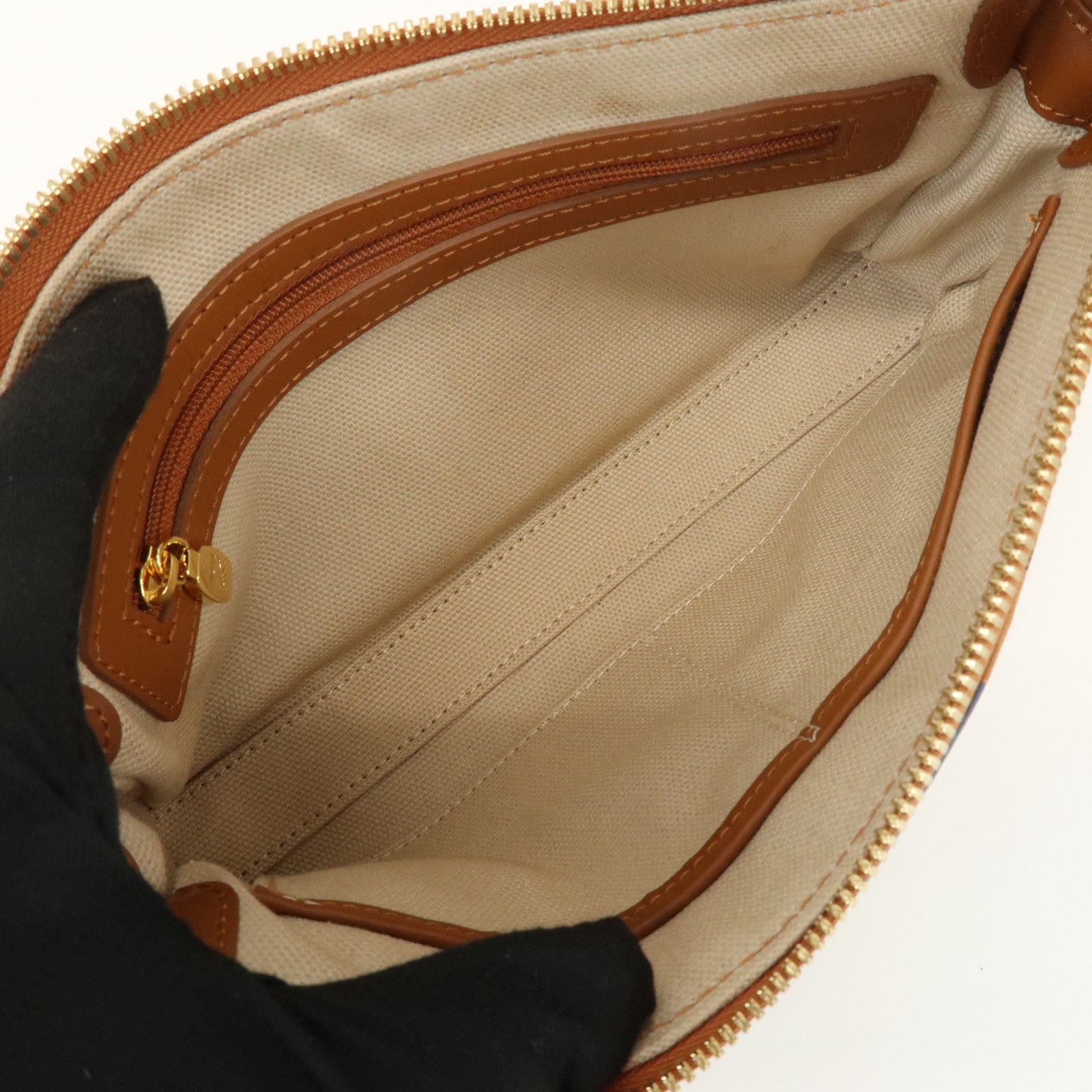 MCM Visetos Logo Leather Hand Bag Shoulder Bag Brown