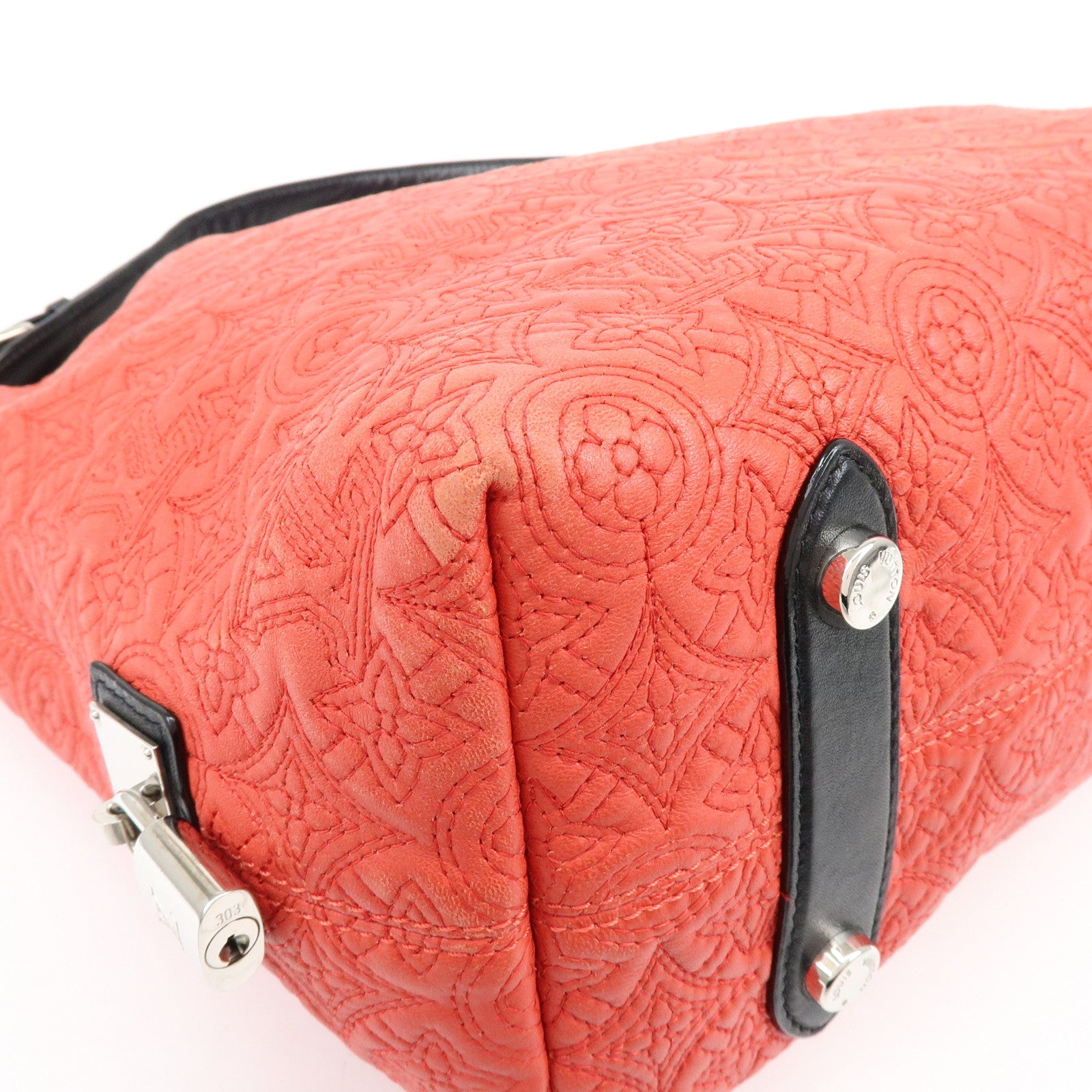 Louis Vuitton Monogram Antheia Leather Shoulder Bag Red Black