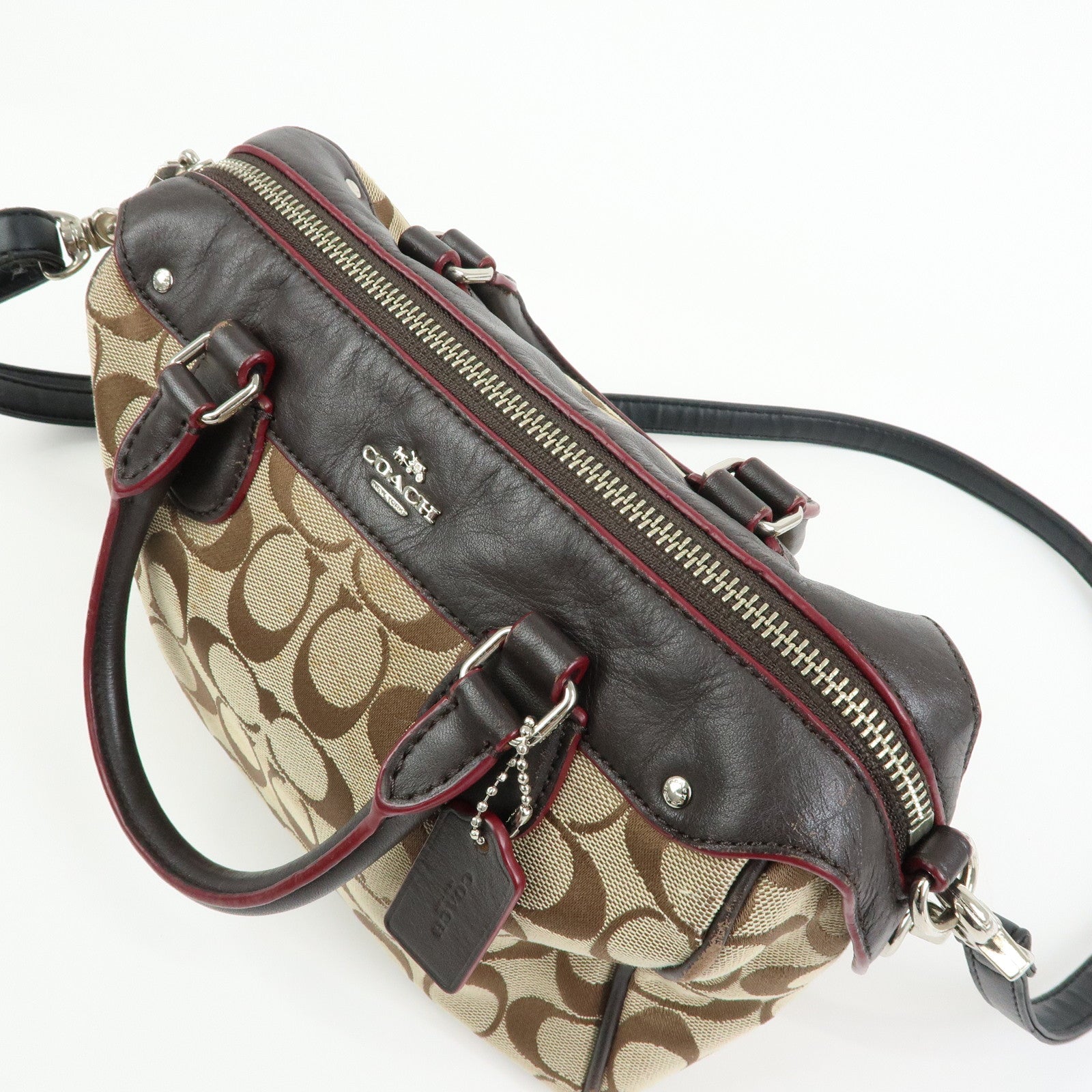 COACH Set of 3 Canvas Leather 2Way Shoulder Bag Pouch Brown Black
