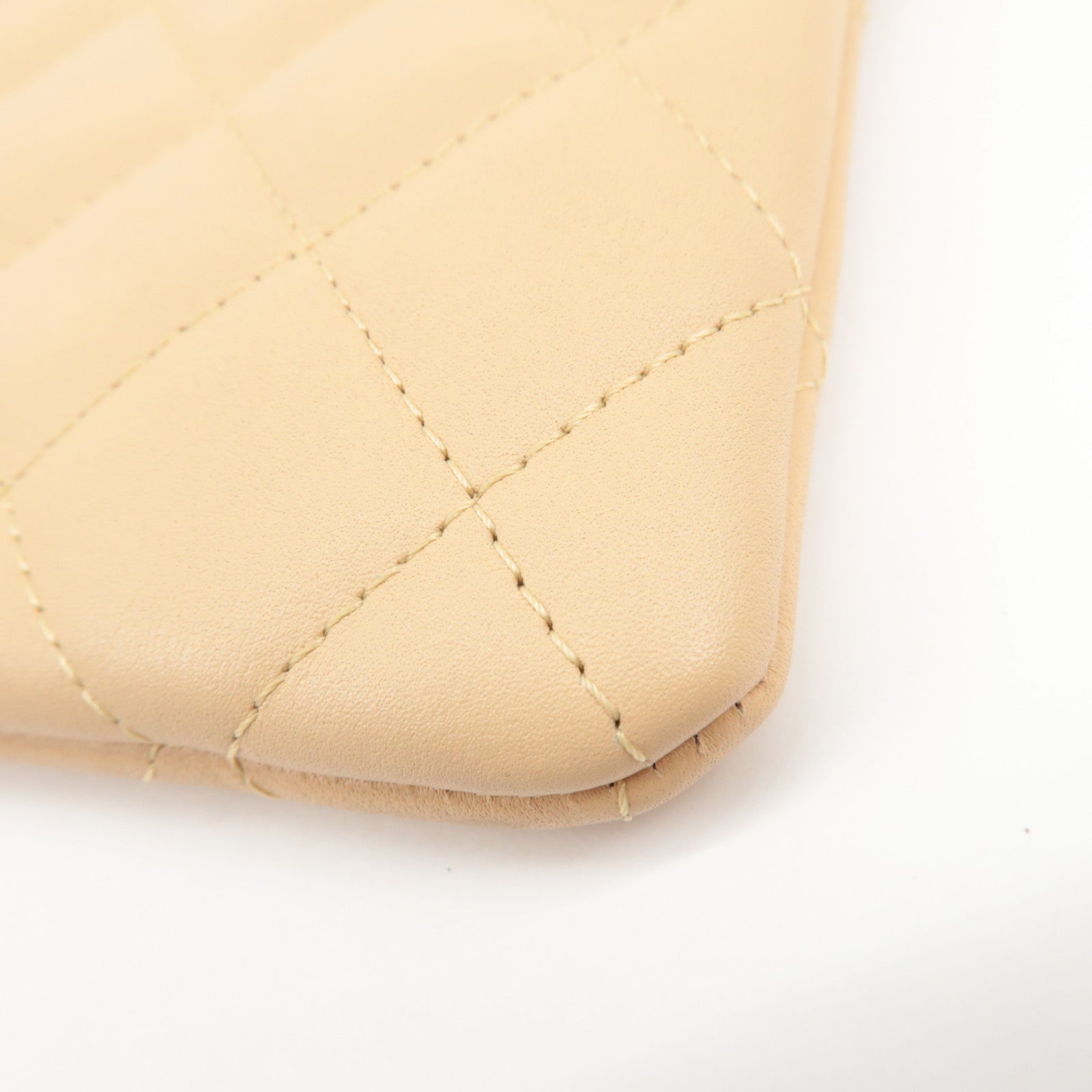 CHANEL COCO Mark Cambon Line Leather Pouch Beige Used