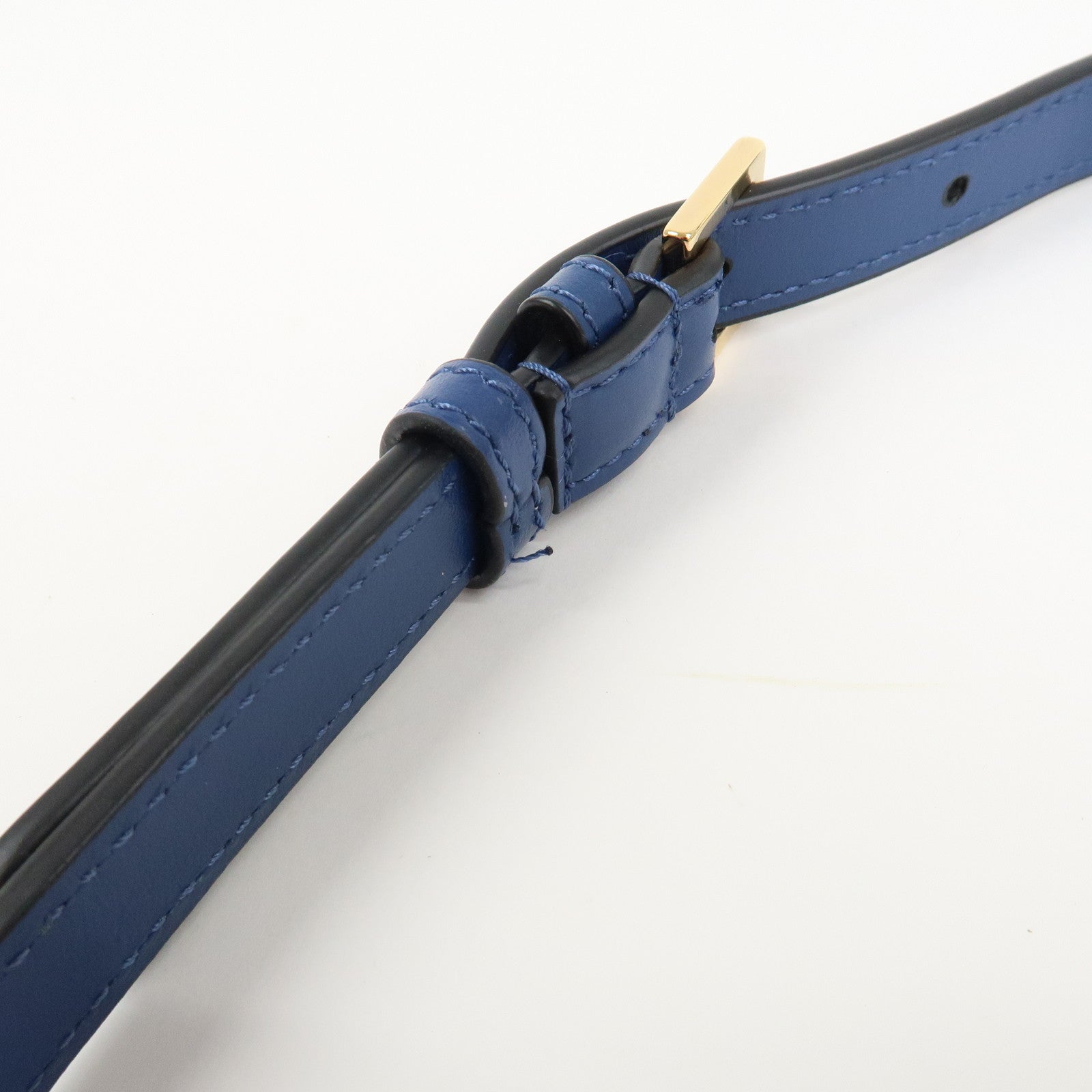 GIANNI VERSACE Denim Leather Chain Shoulder Bag Blue