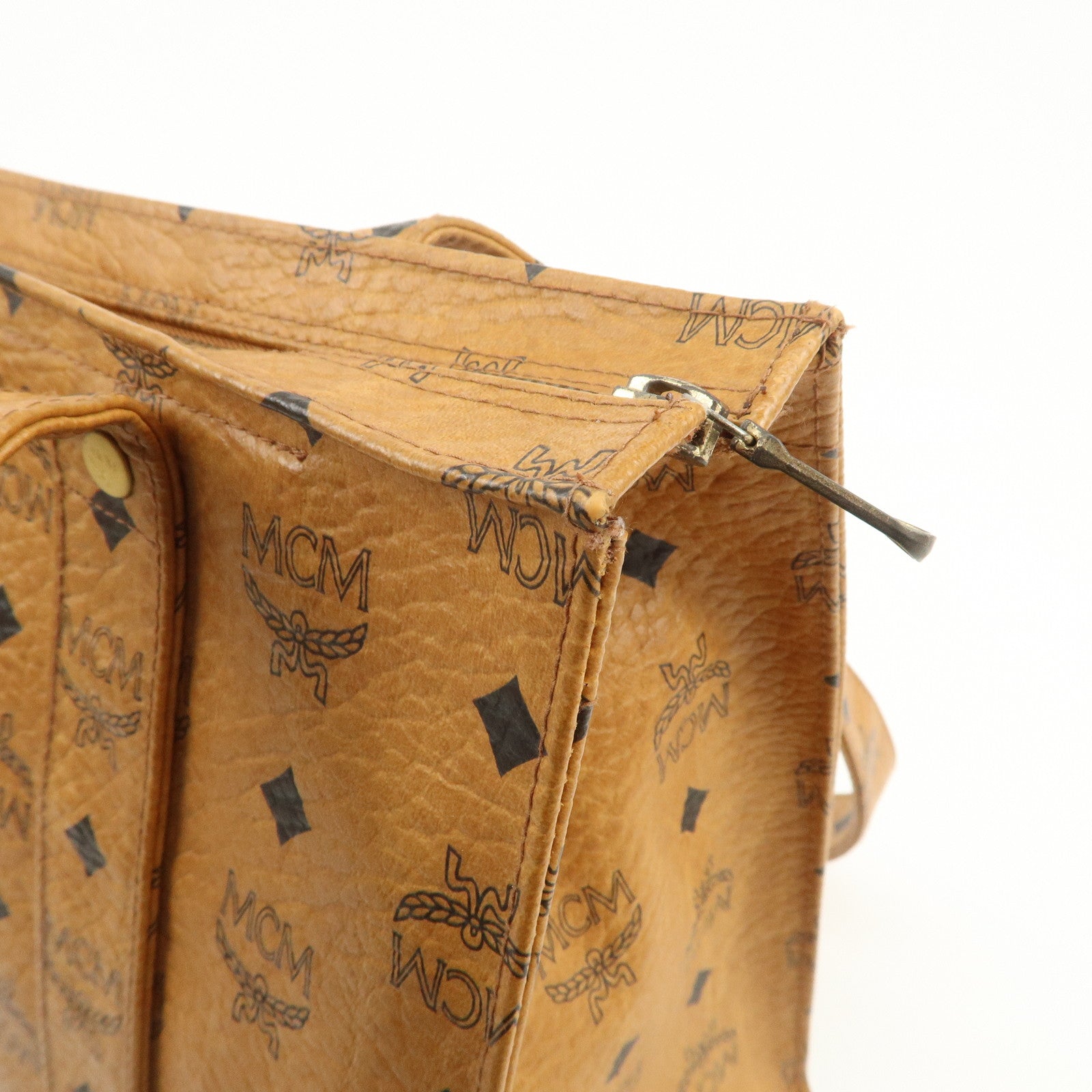 MCM Visetos Leather Shoulder Bag Tote Bag Brown