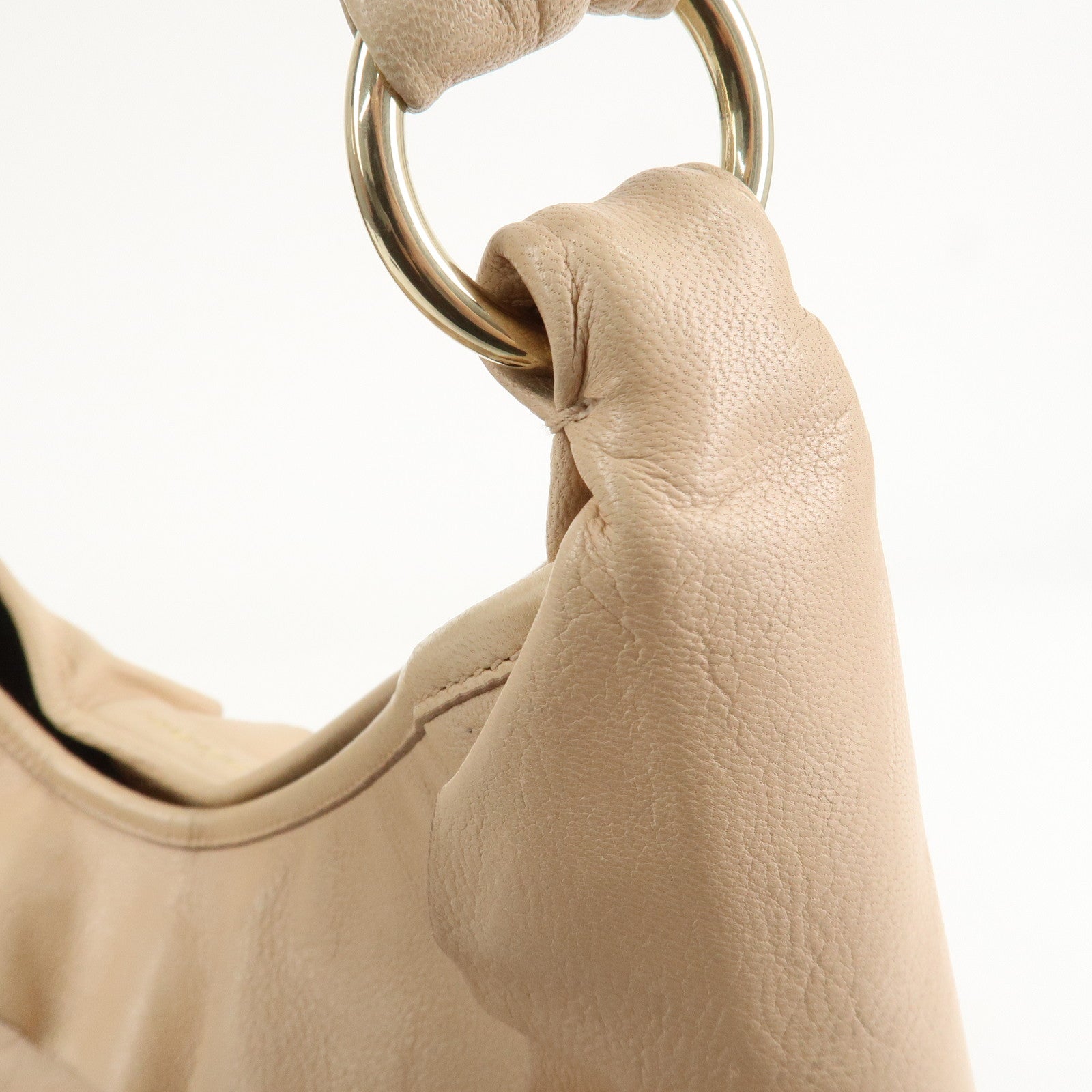 SAINT LAURENT PARIS Leather Saint Ropez Shoulder Bag Beige 121634