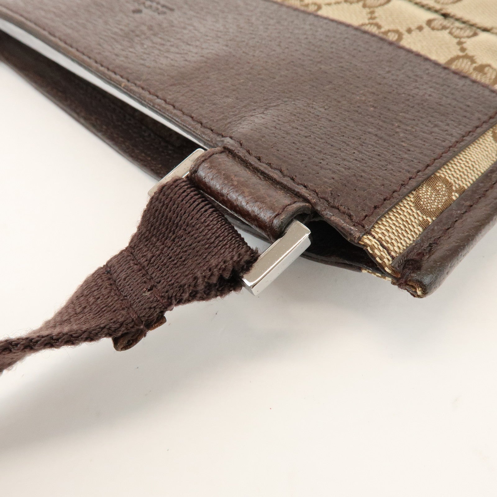 GUCCI GG Canvas Leather Shoulder Crossbody Bag Beige Brown 27639