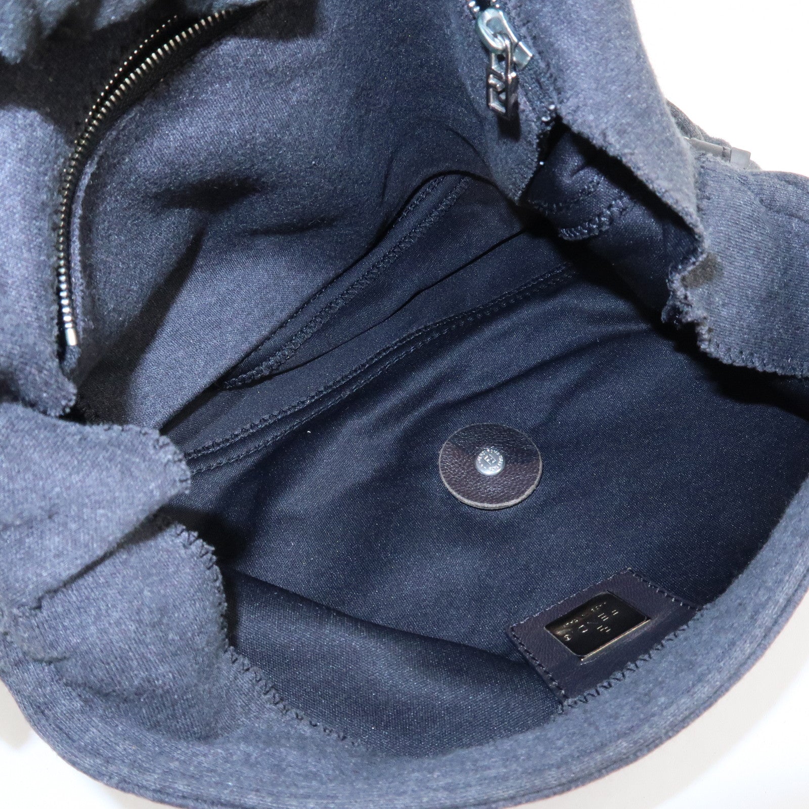 FENDI Mamma Baguette Cotton Shoulder Bag Hand Bag Gray 26325