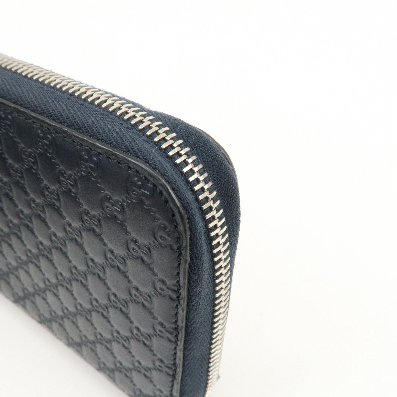 GUCCI Micro Guccissima Leather Zippy Long Wallet Navy 544473