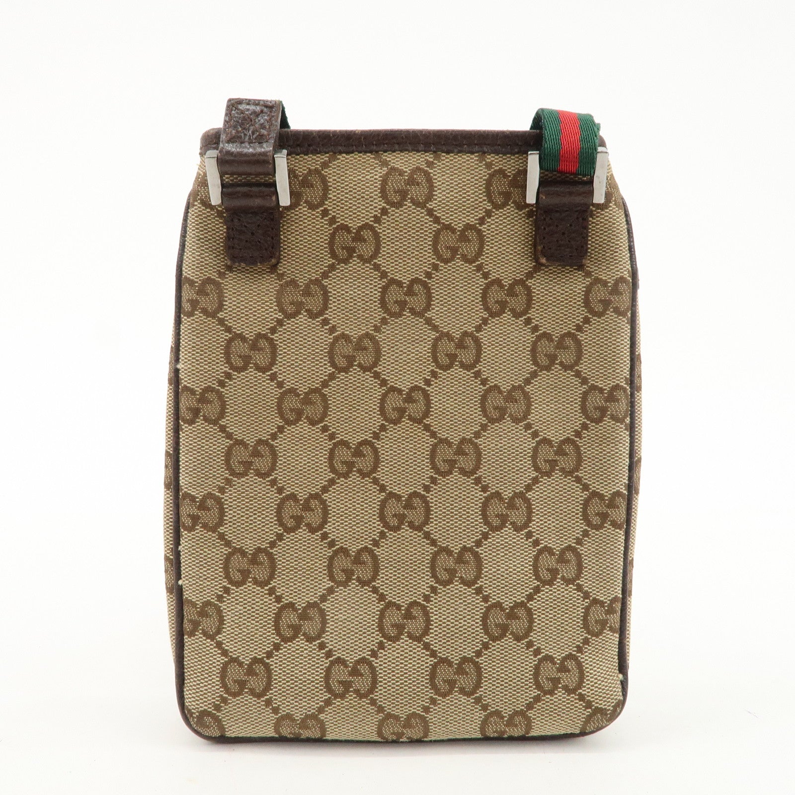 GUCCI Sherry GG Canvas Leather Shoulder Bag Beige Brown 141863 Used