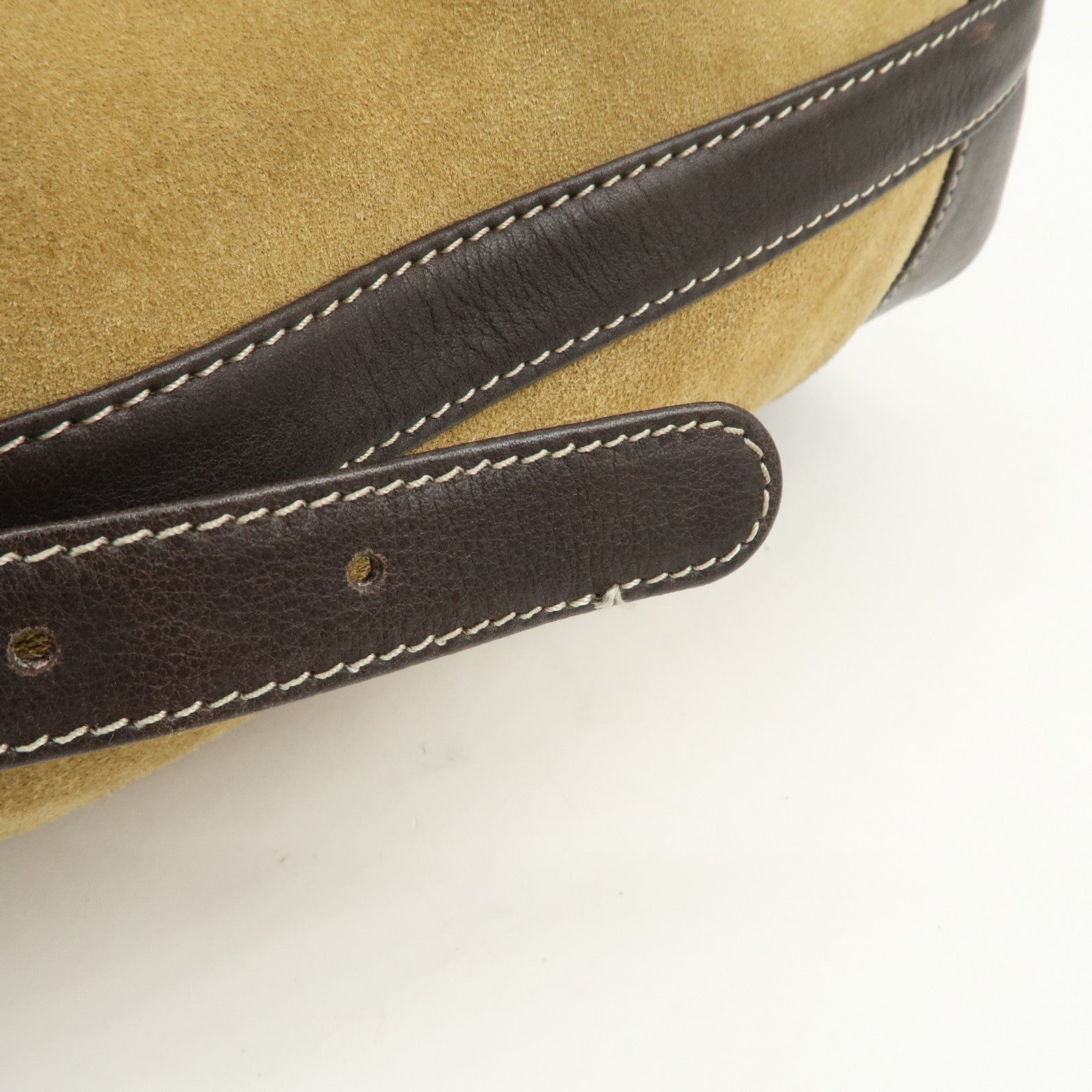 LOEWE Anagram Logo Suede Leather Shoulder Bag Brown