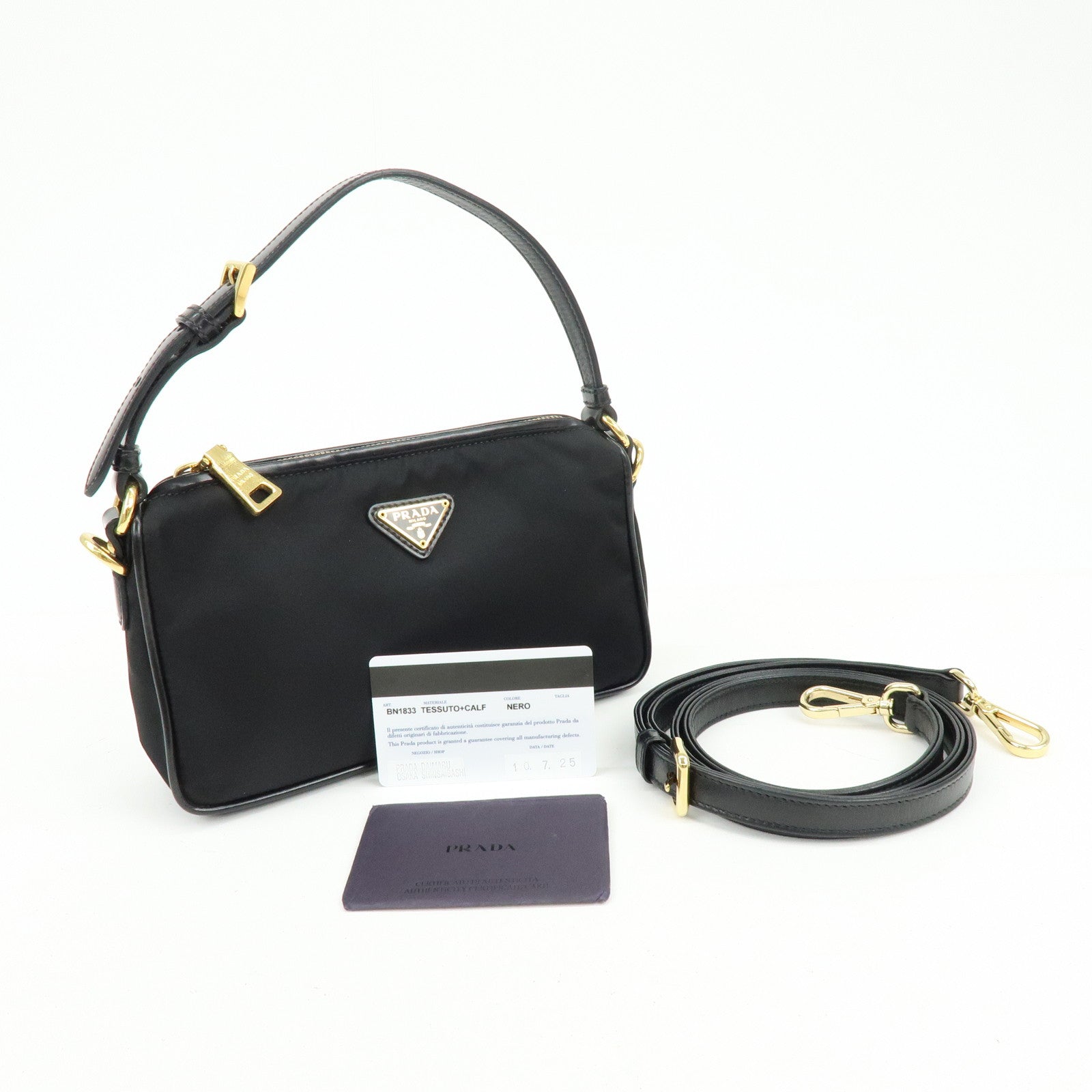 PRADA Triangle Logo Nylon 2Way Bag Hand Bag Shoulder Bag BN1833