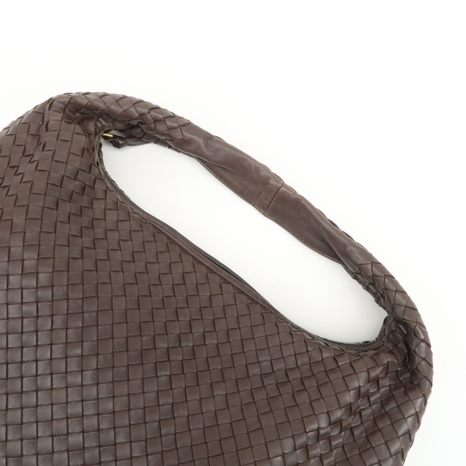 BOTTEGA VENETA Hobo Intrecciato Leather Shoulder Bag Hand Bag Brown
