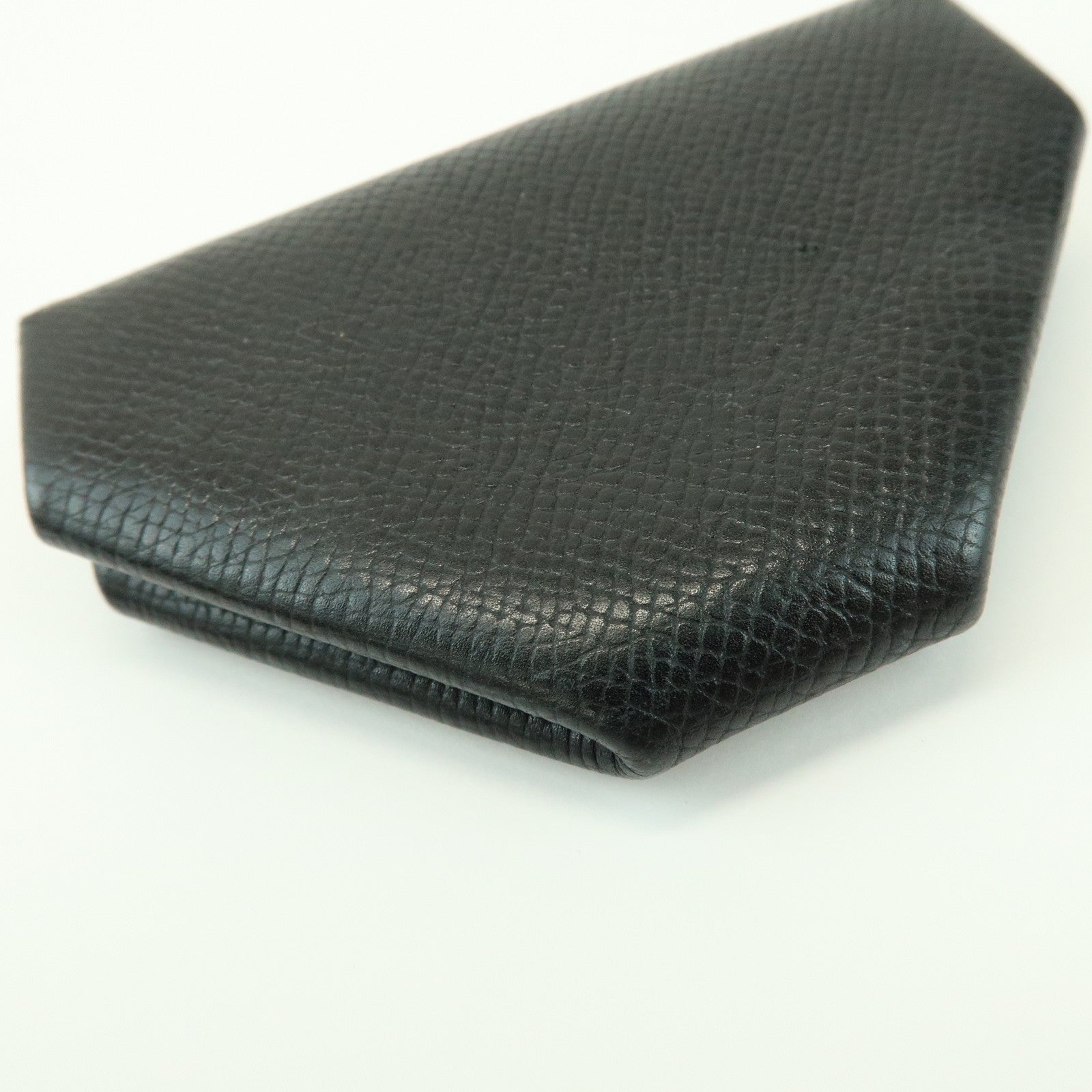 HERMES Logo Chevrelle Coin Case Coin Purse 〇S Stamped Black