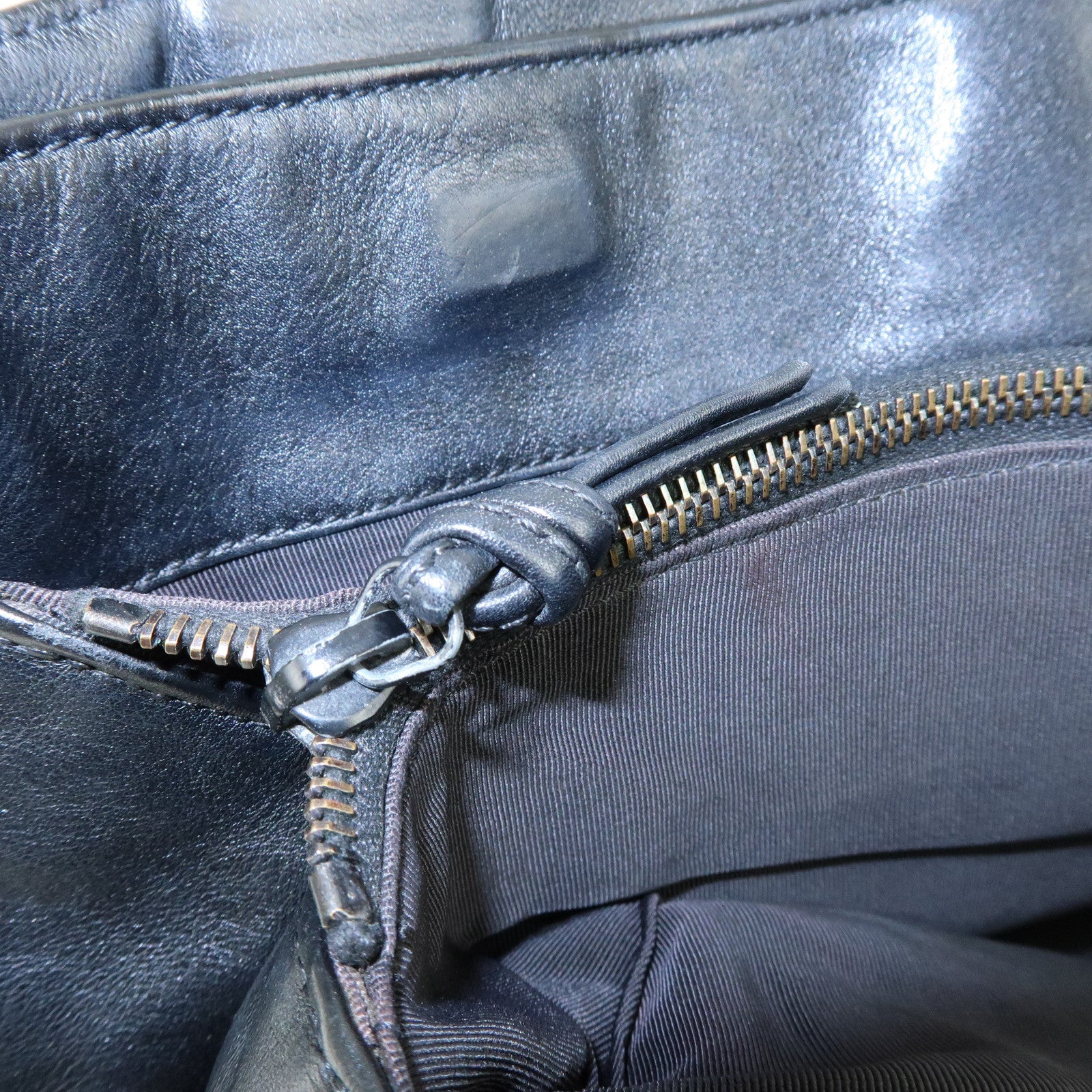 CHANEL Calf Leather Tote Bag Shoulder Bag Hand Bag Black