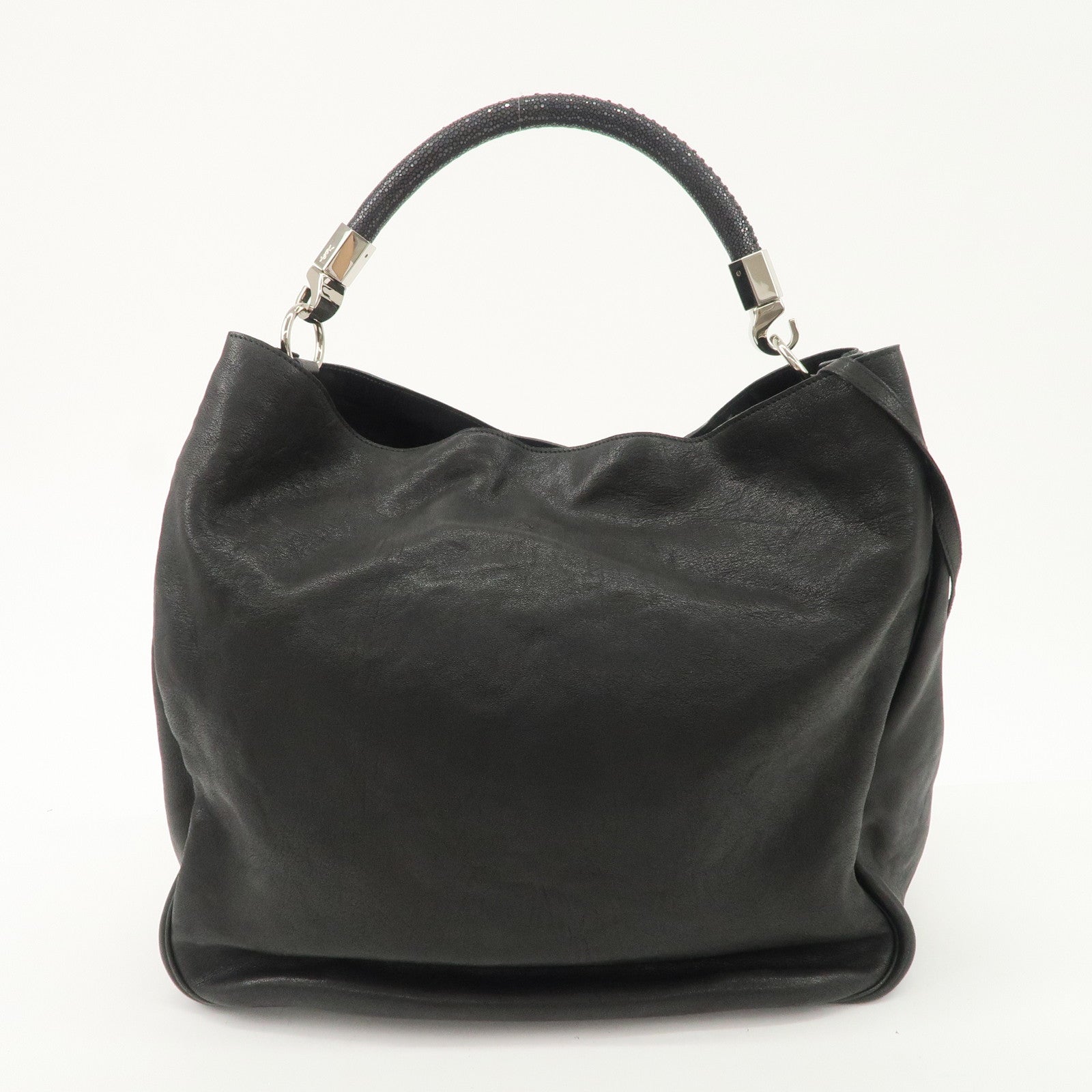 SAINT LAURENT Lody Leather Suede Shoulder Bag Hand Bag Black Used