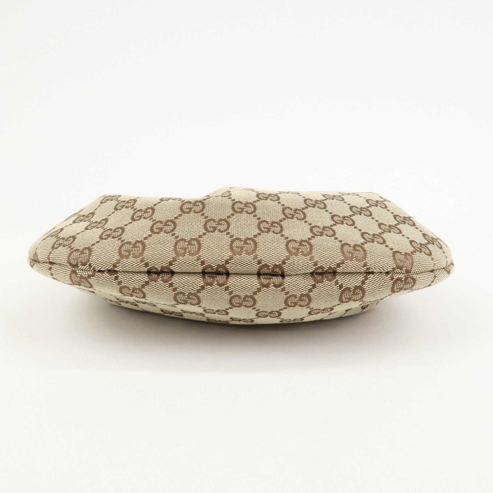 GUCCI Bamboo GG Canvas Leather Hand Bag Brown Light Blue 124297