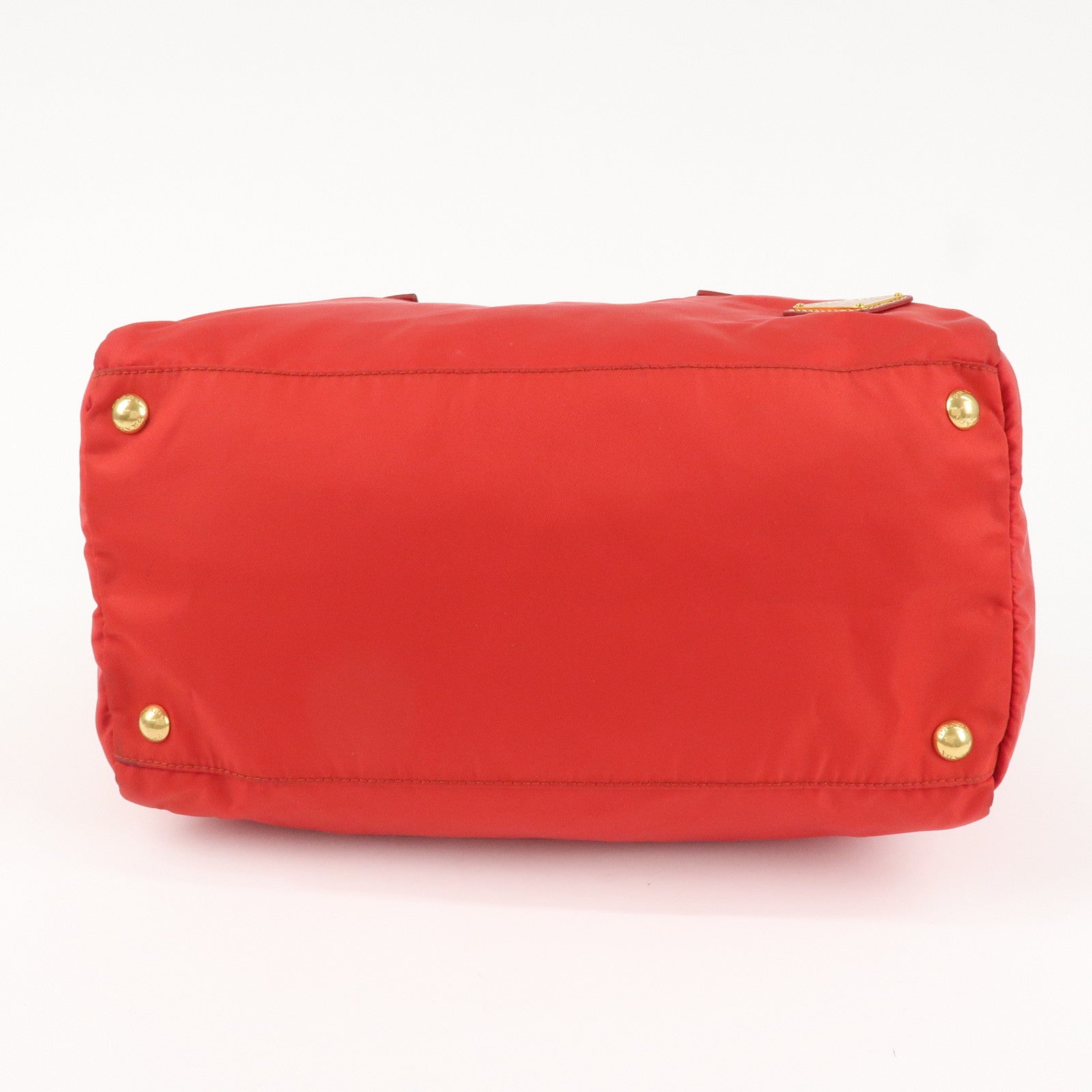 PRADA Triangle Logo Nylon Leather 2Way Shoulder Bag Hand Bag Red Used