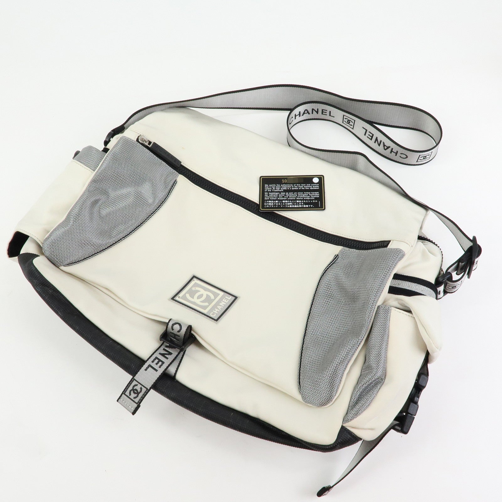 CHANEL CHANEL Sports Nylon Shoulder Bag Messenger Bag White Gray