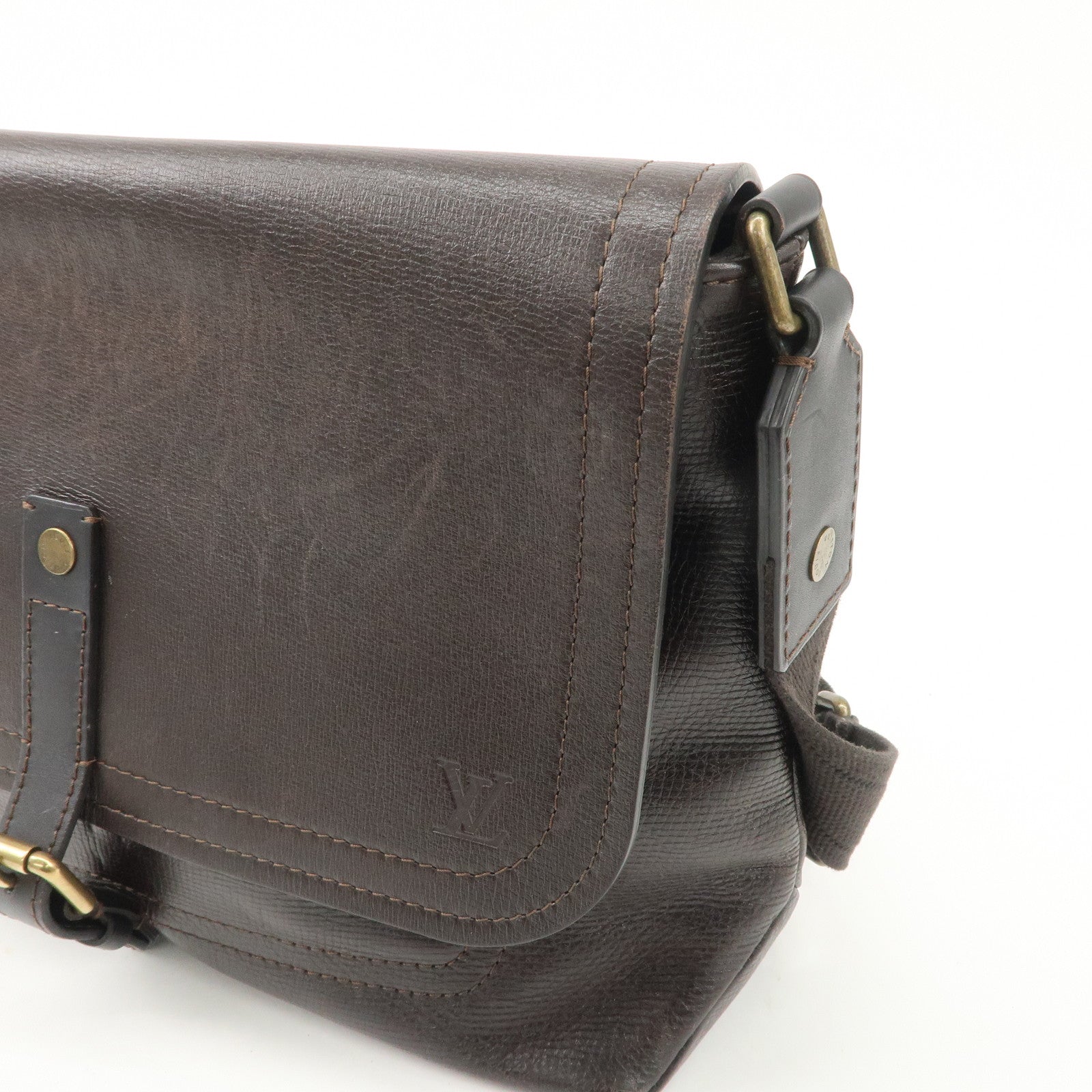 Louis Vuitton Utah Leather Ohama Style Shoulder Bag Cafe M92994 Used