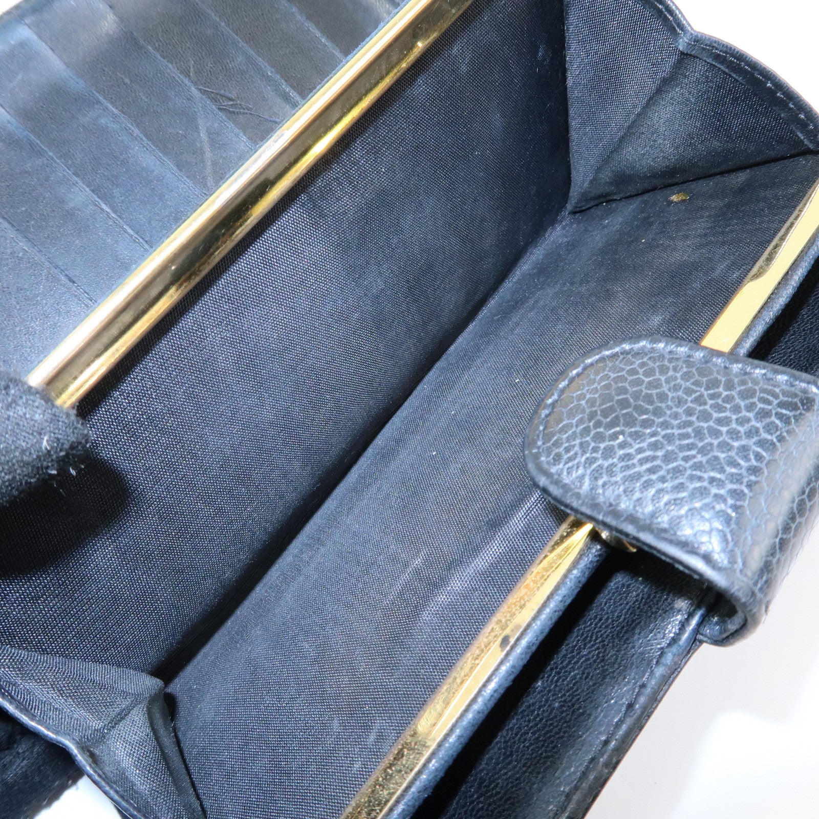 CHANEL COCO Mark Caviarskin Bi-Fold Long Wallet Black A13498