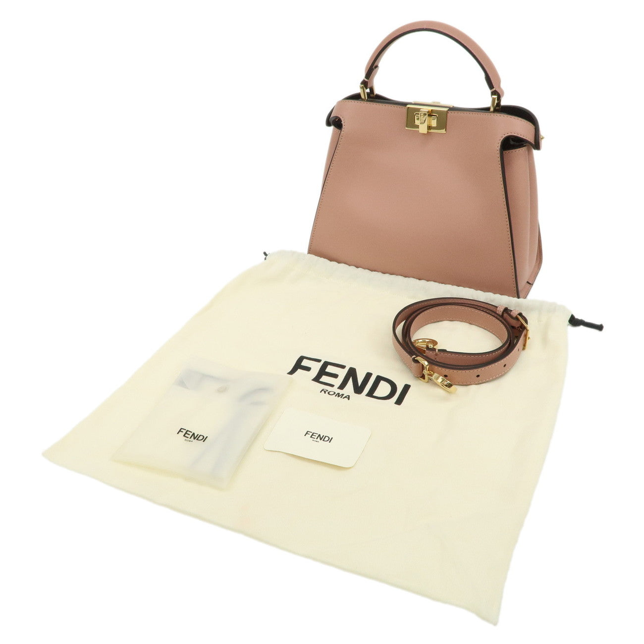 FENDI Peekaboo Iconic Essentially Leather 2Way Bag Pink 8BN302