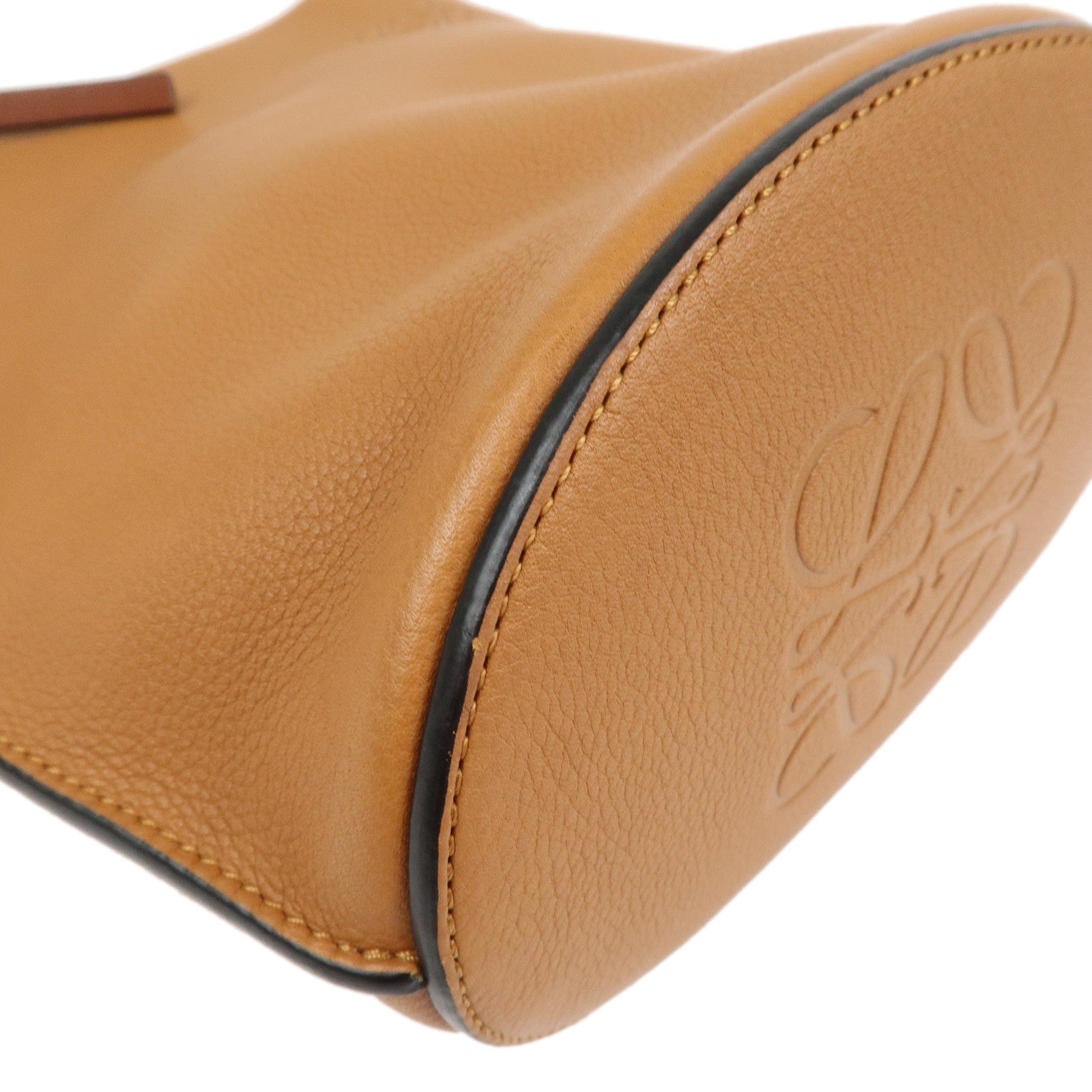 LOEWE Anagram Calf Leather Gate Bag Bucket Small Shoulder Bag Brown