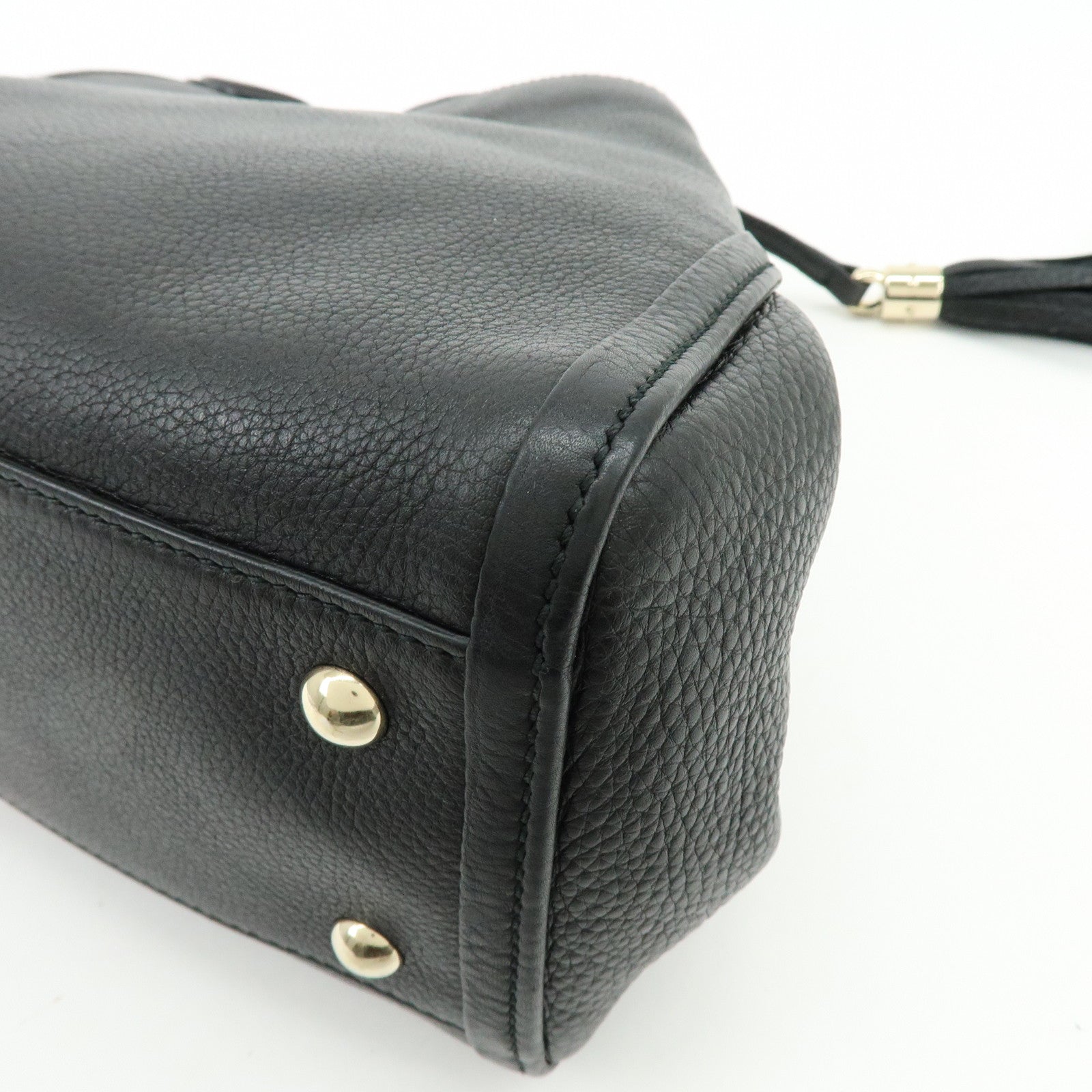 GUCCI SOHO Interlocking G Calf 2Way Hand Shoulder Bag Black 336751